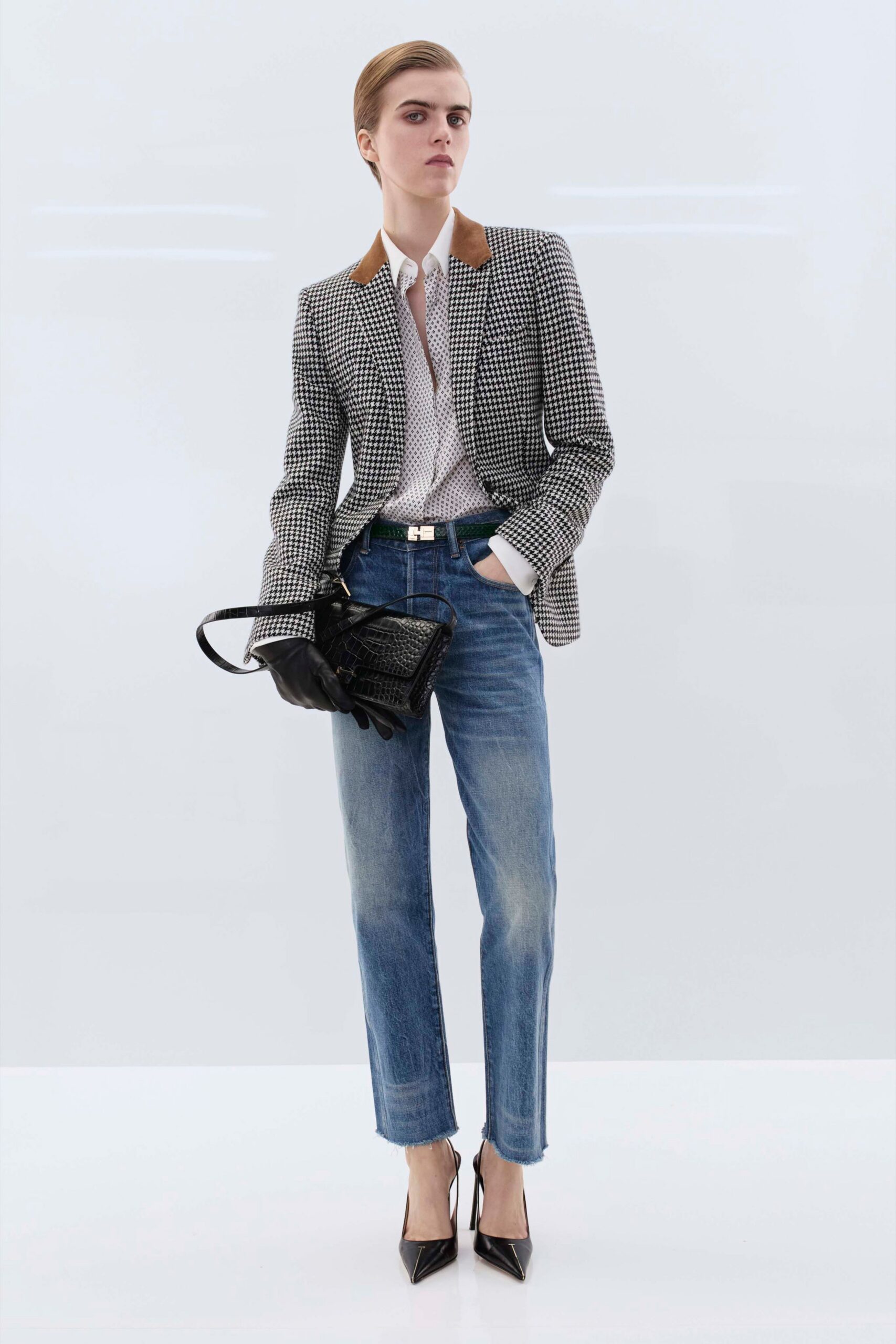 blue denim slim straight-leg jeans