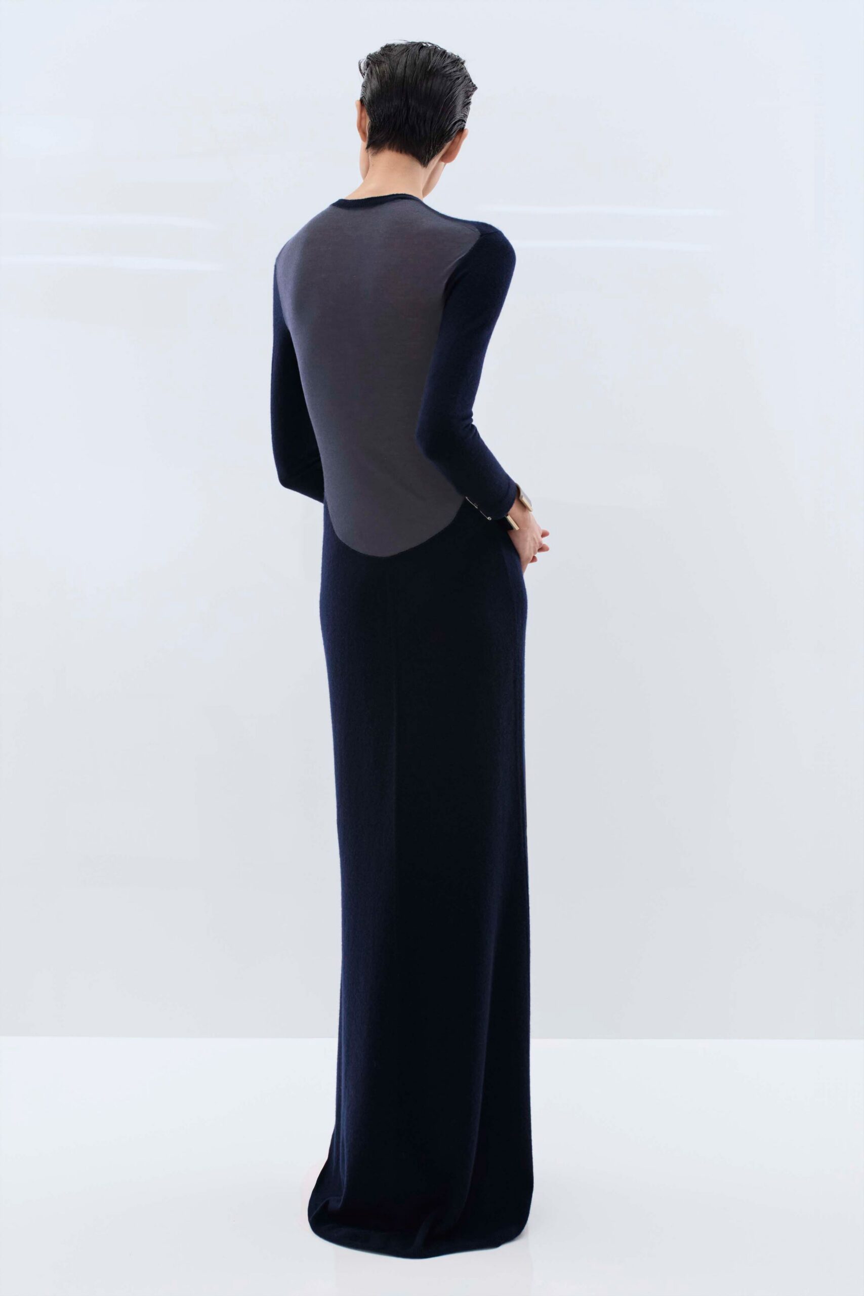 black and gray fitted gown