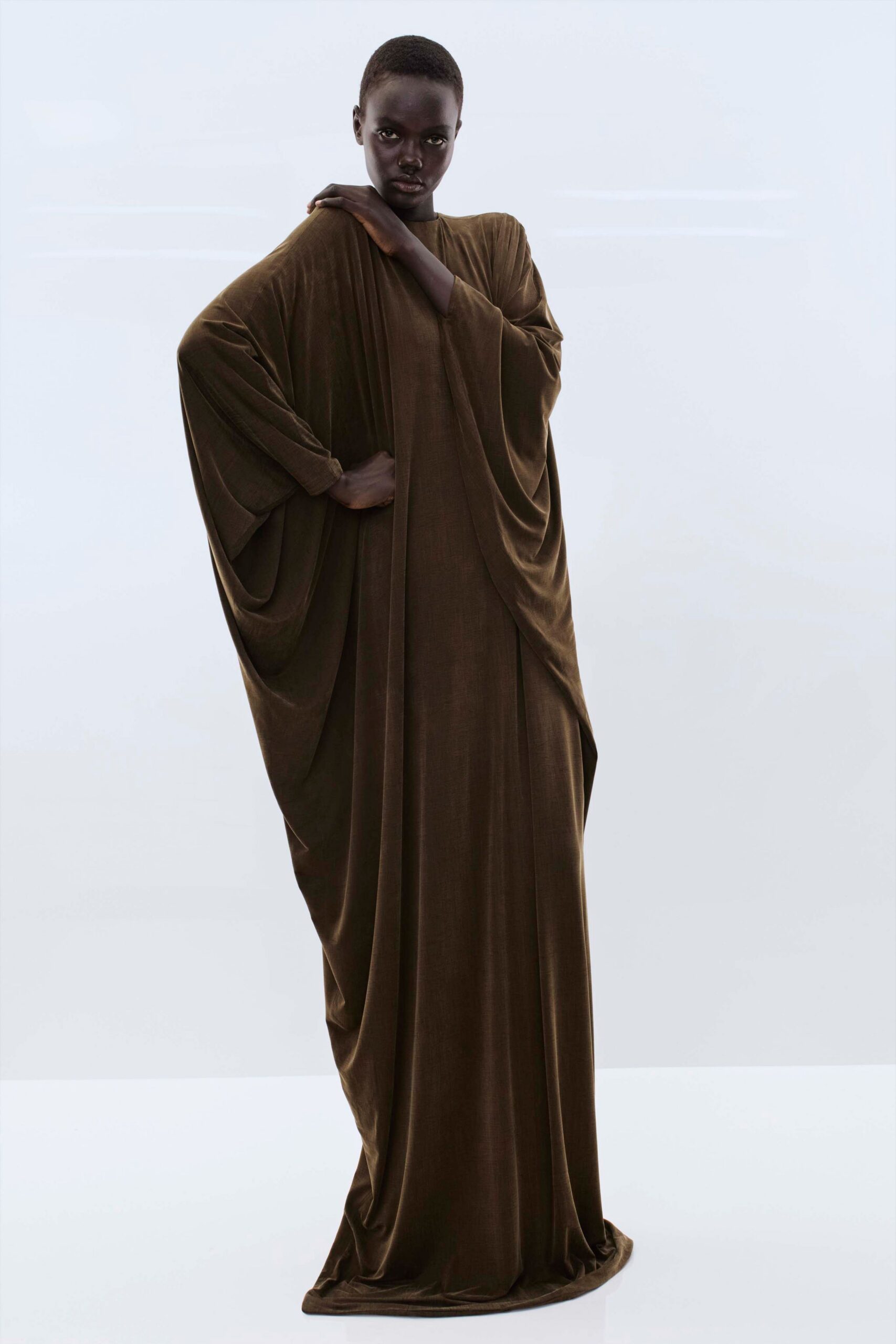brown velvet relaxed gown