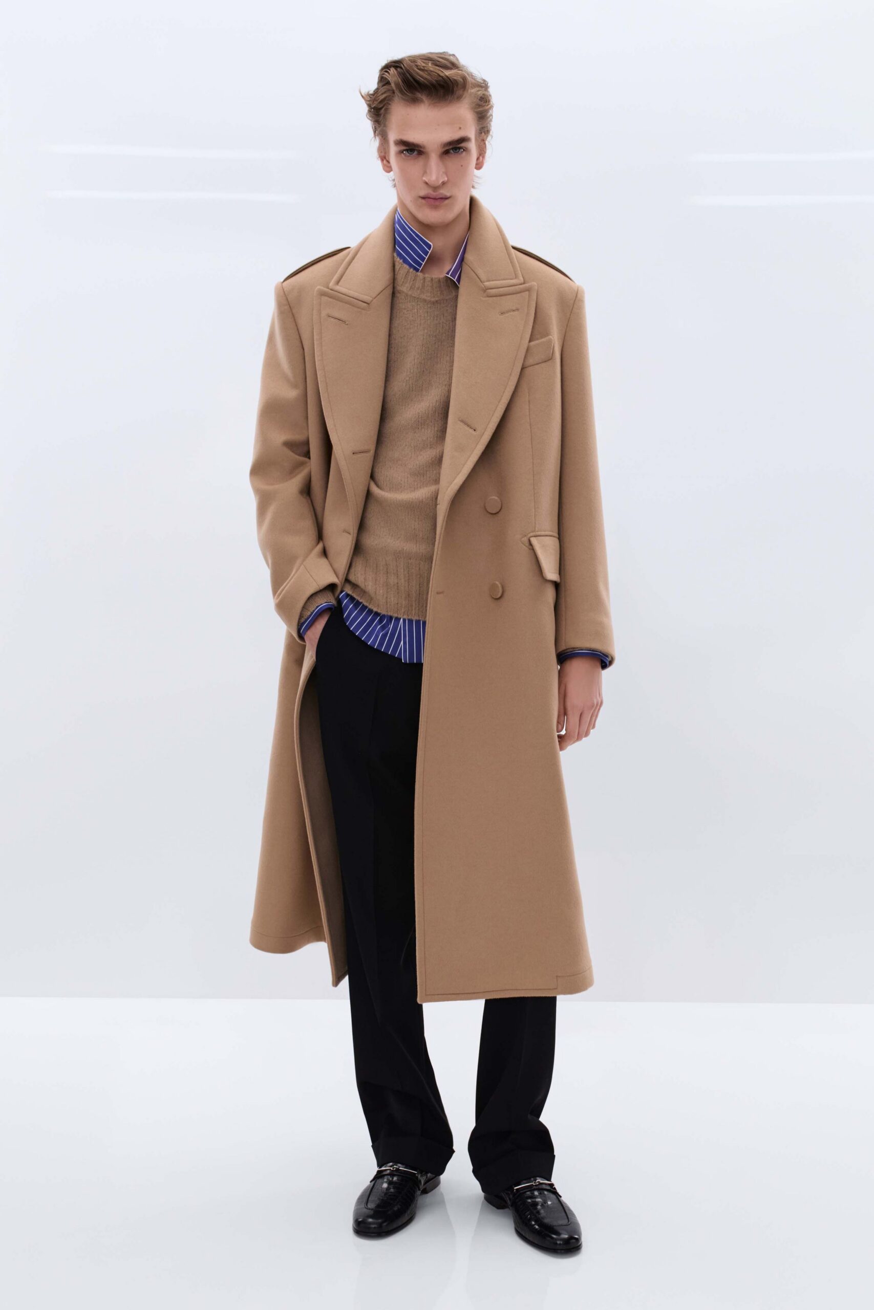 black cotton tailored straight-leg pants