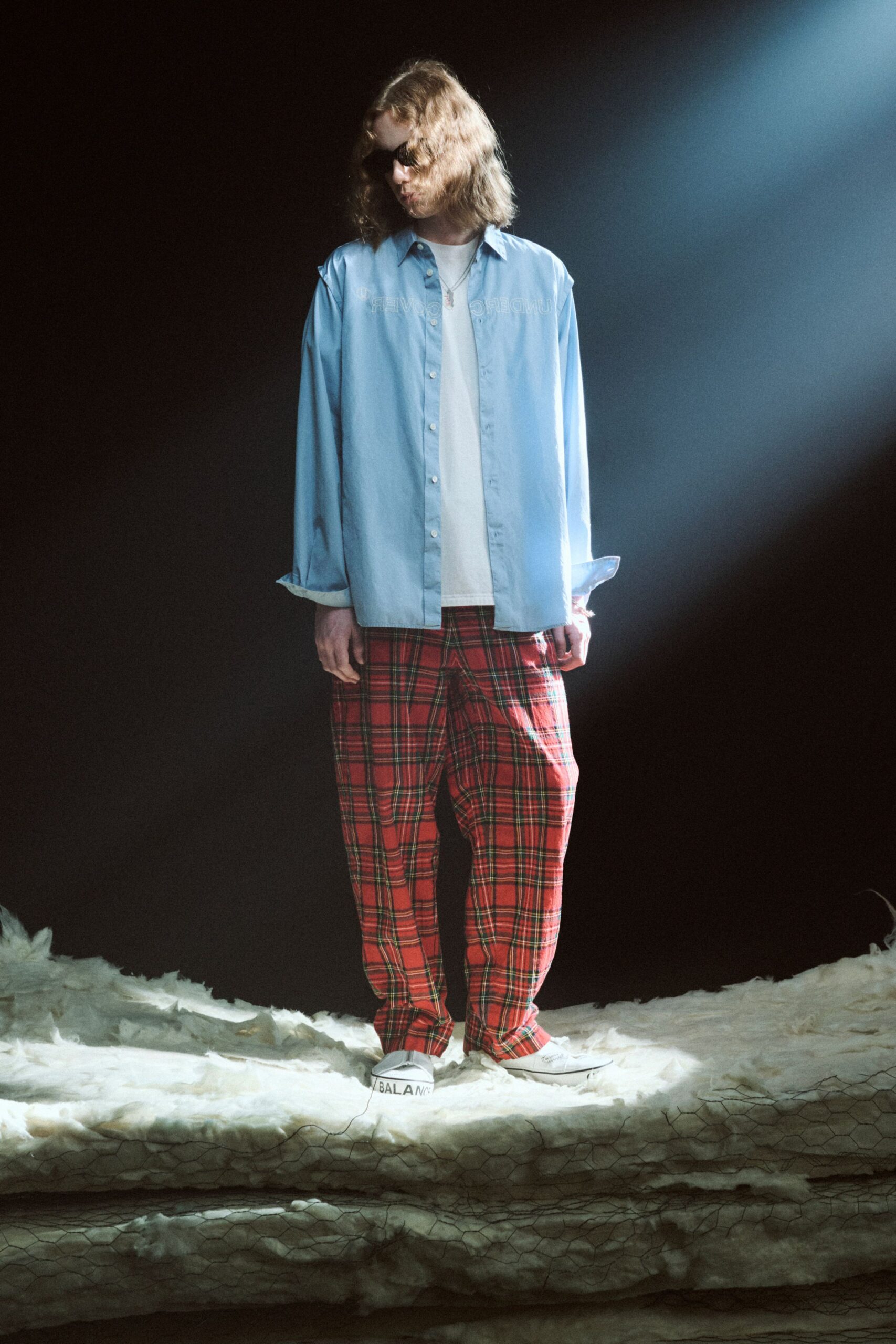 red cotton relaxed checked pants