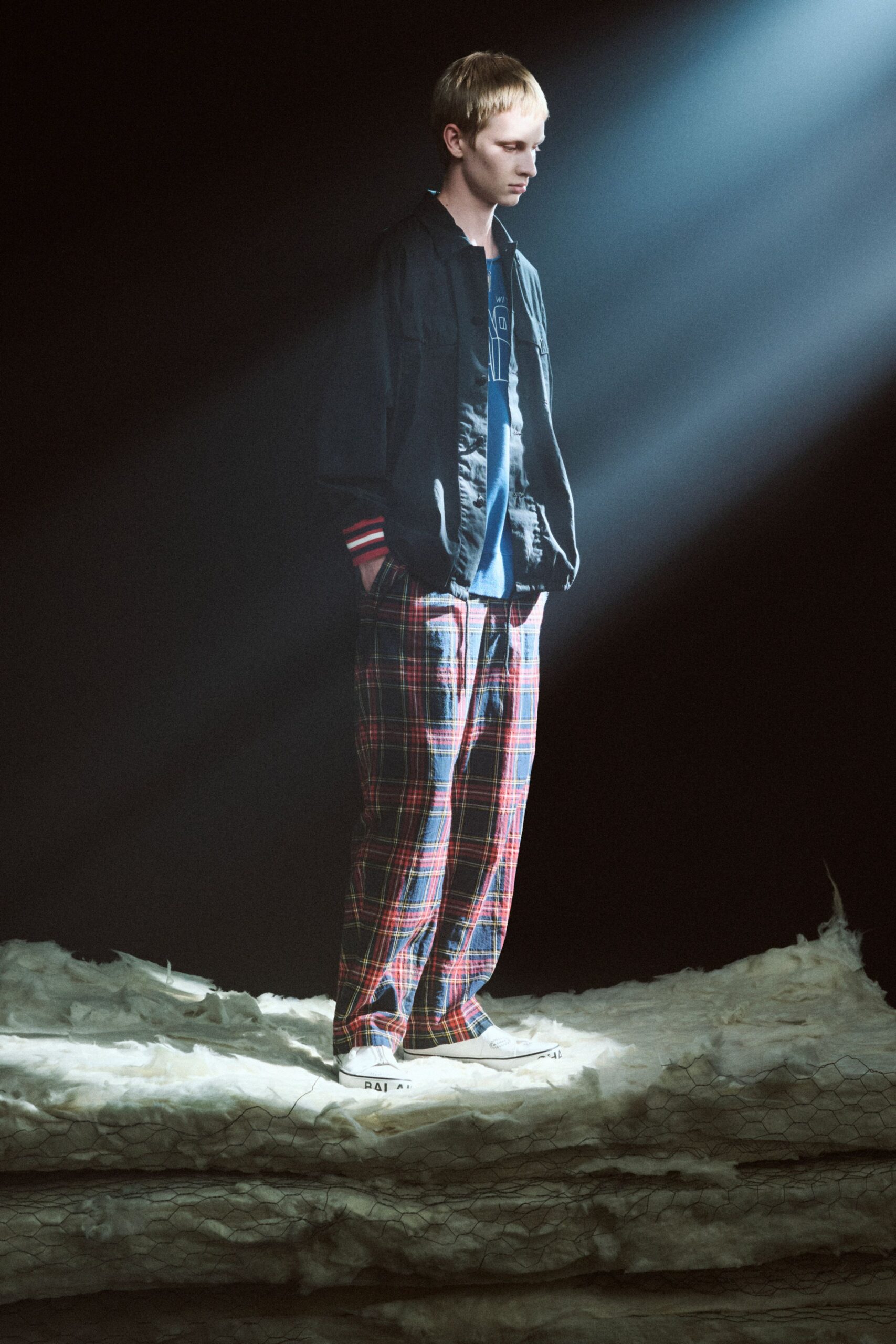 red cotton relaxed checked pants
