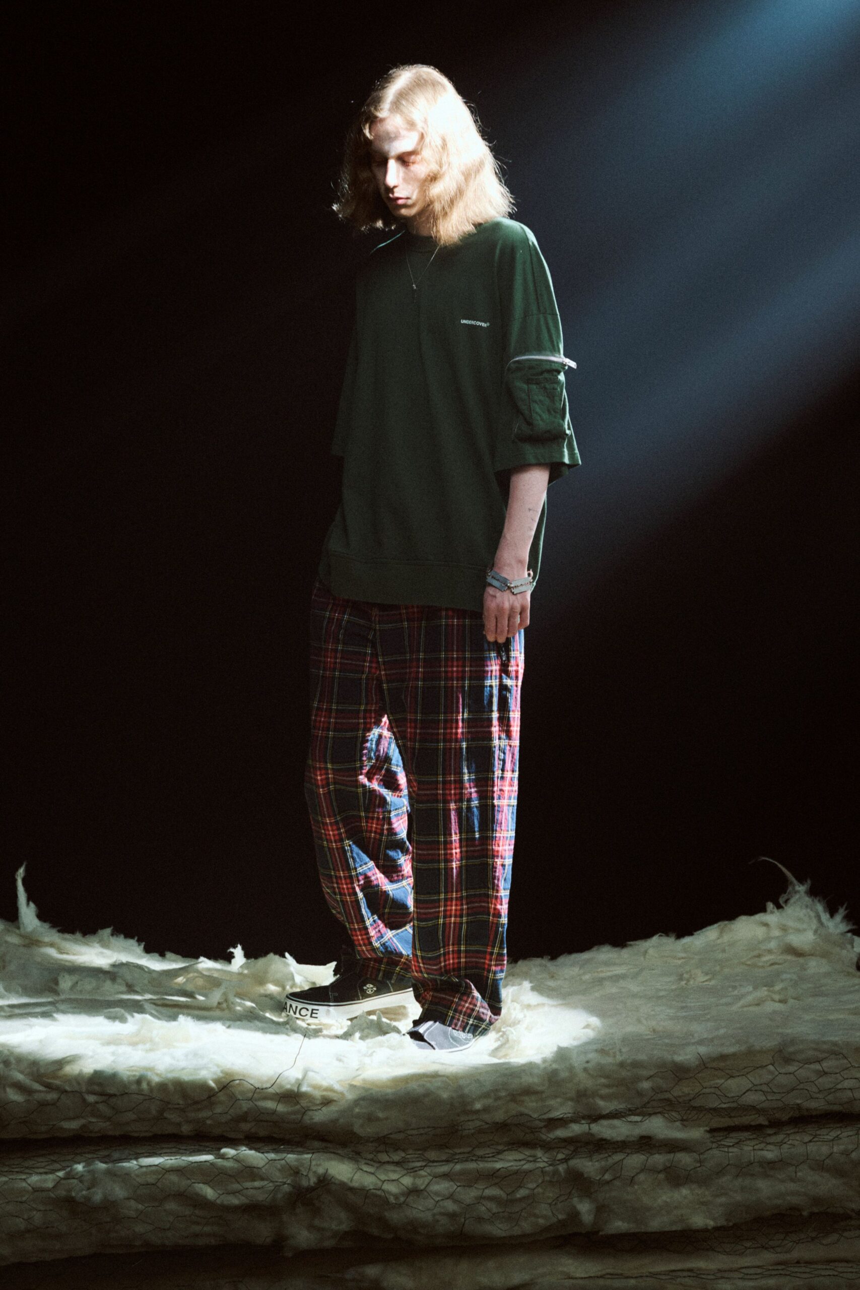 red cotton relaxed checked pants