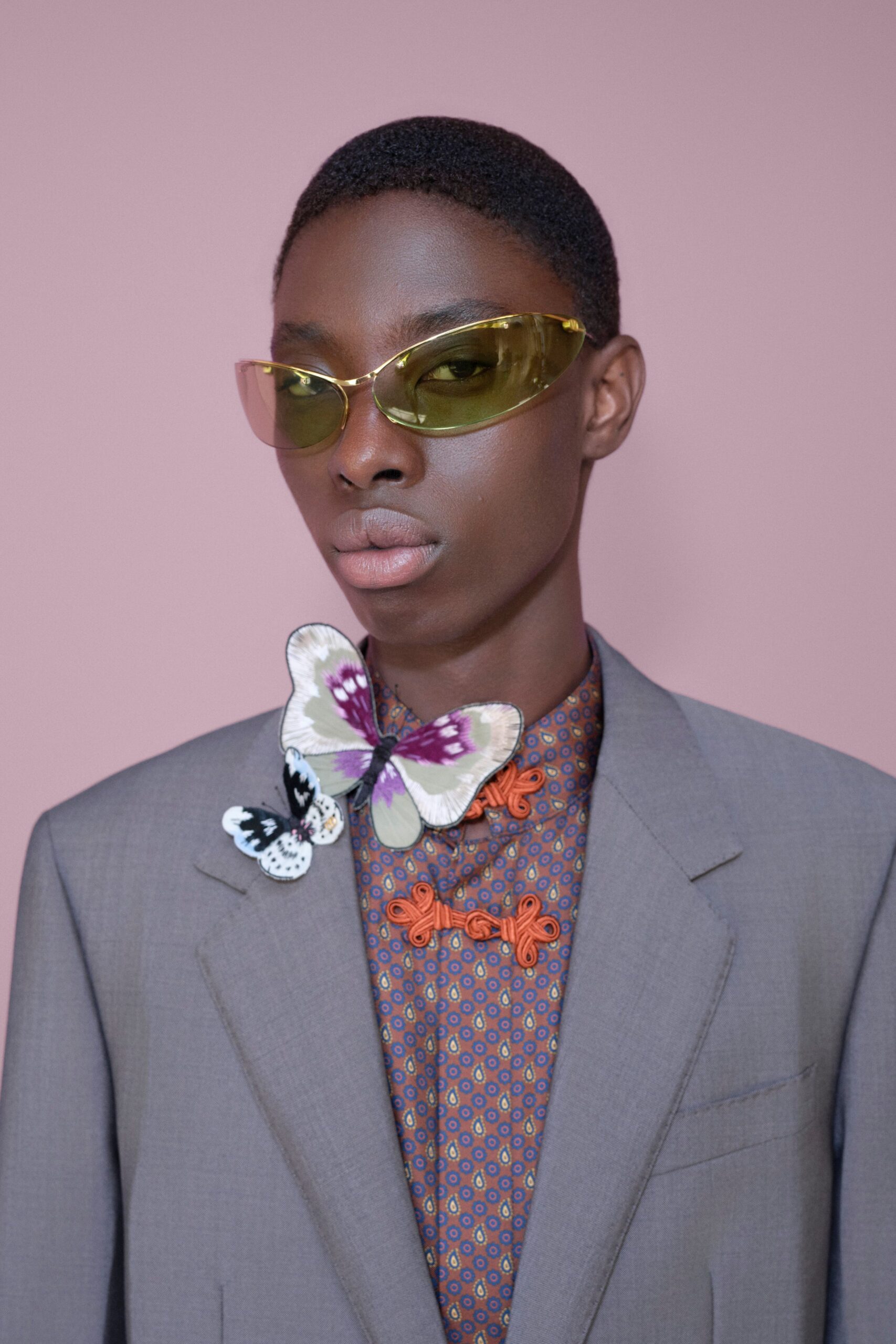 multi cotton short-sleeve collared fitted printed shirt