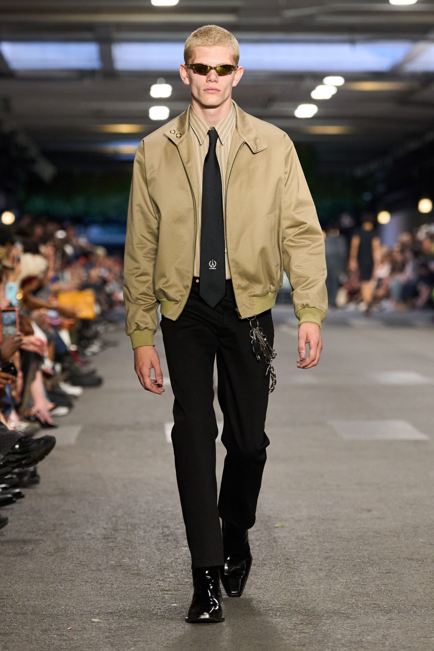 beige jacket with black pants