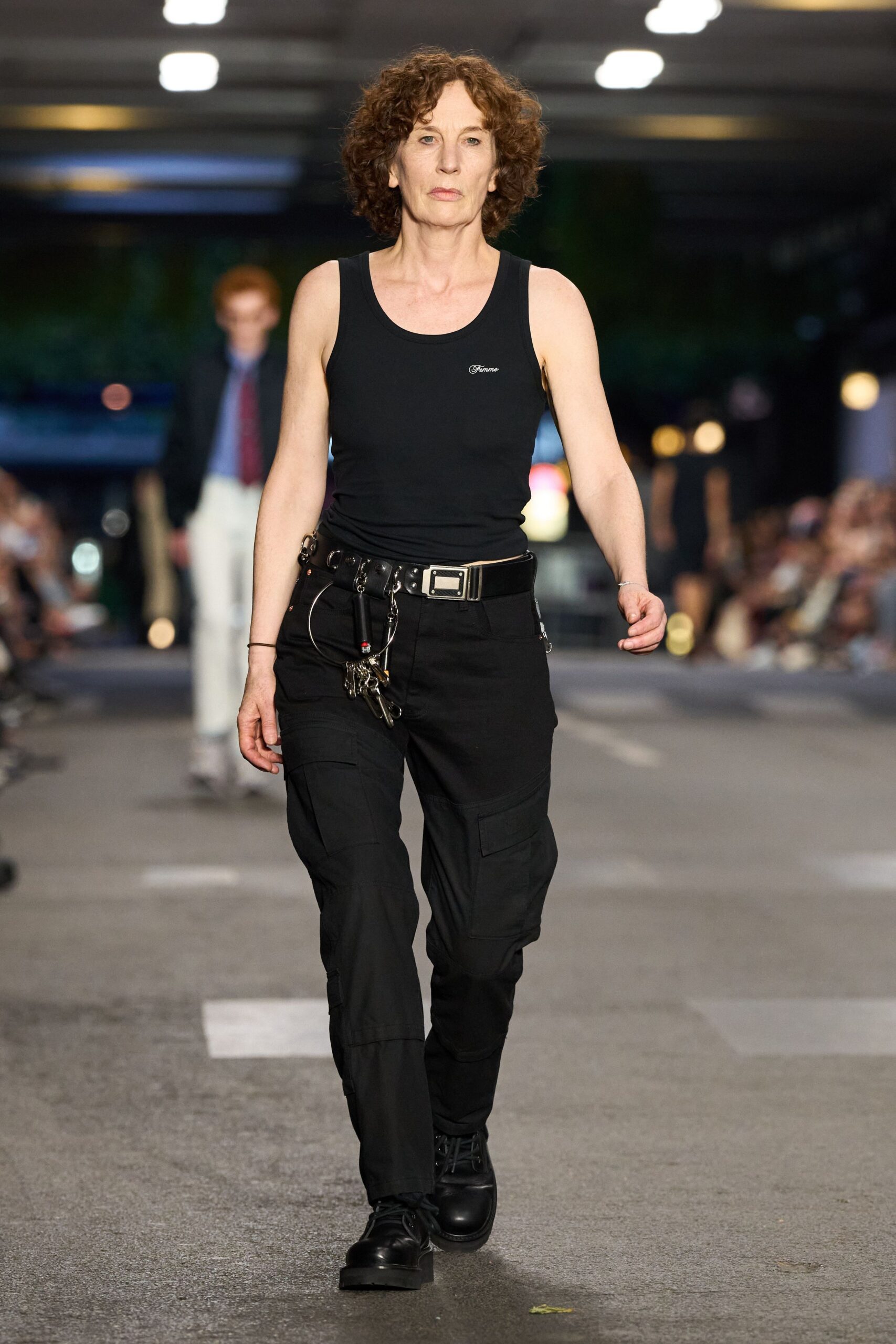 black tank-top and cargo pants