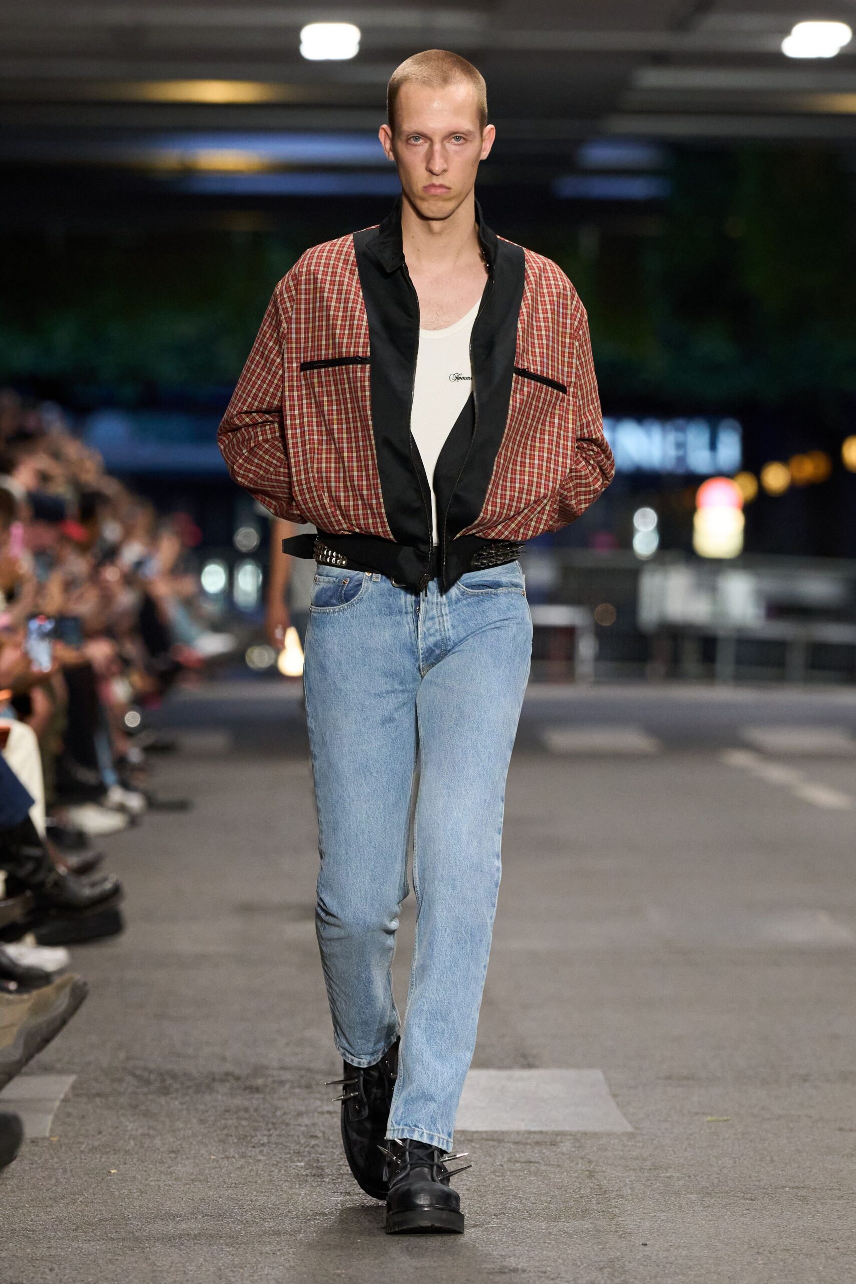 red checked jacket with jeans