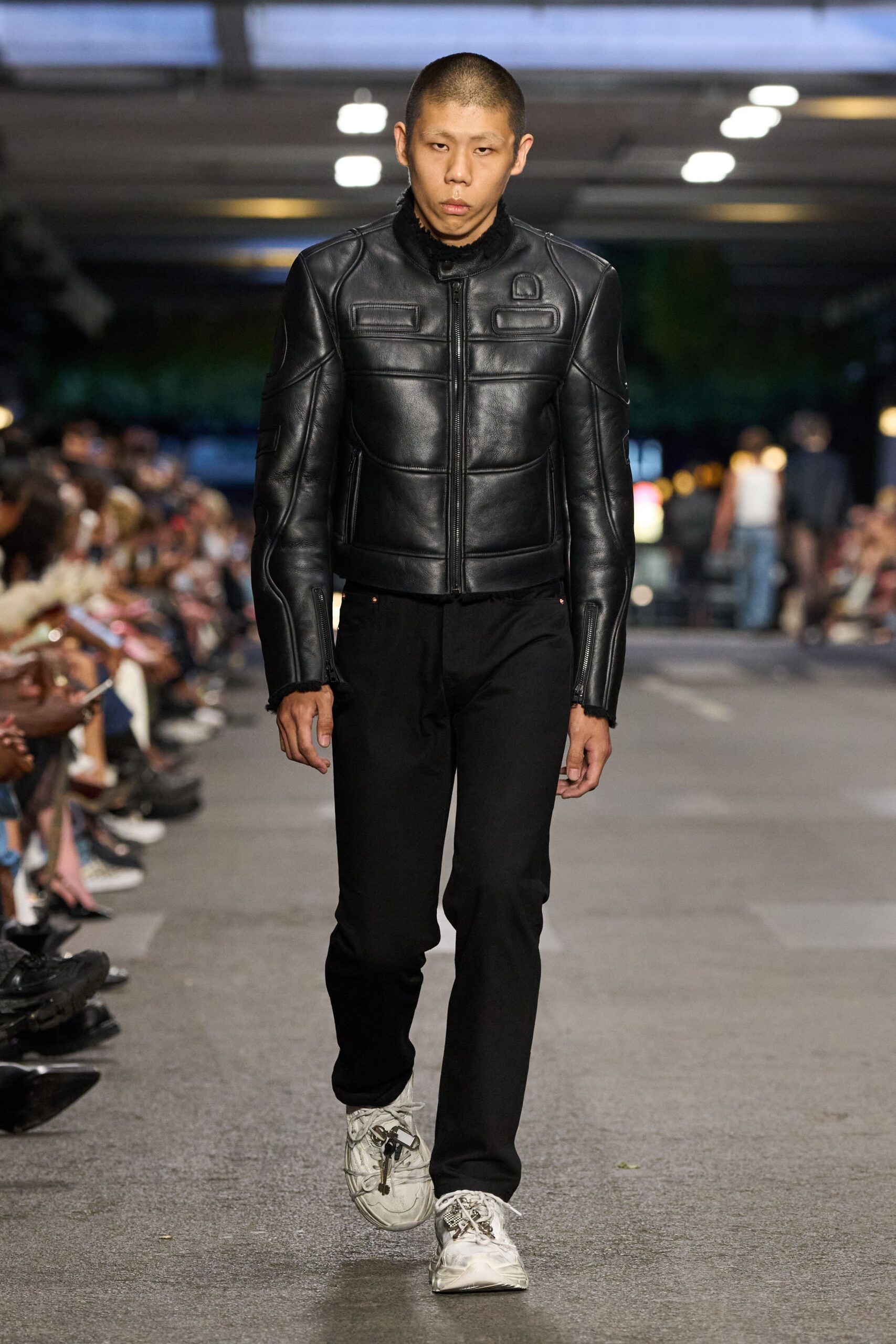 black leather fitted jacket