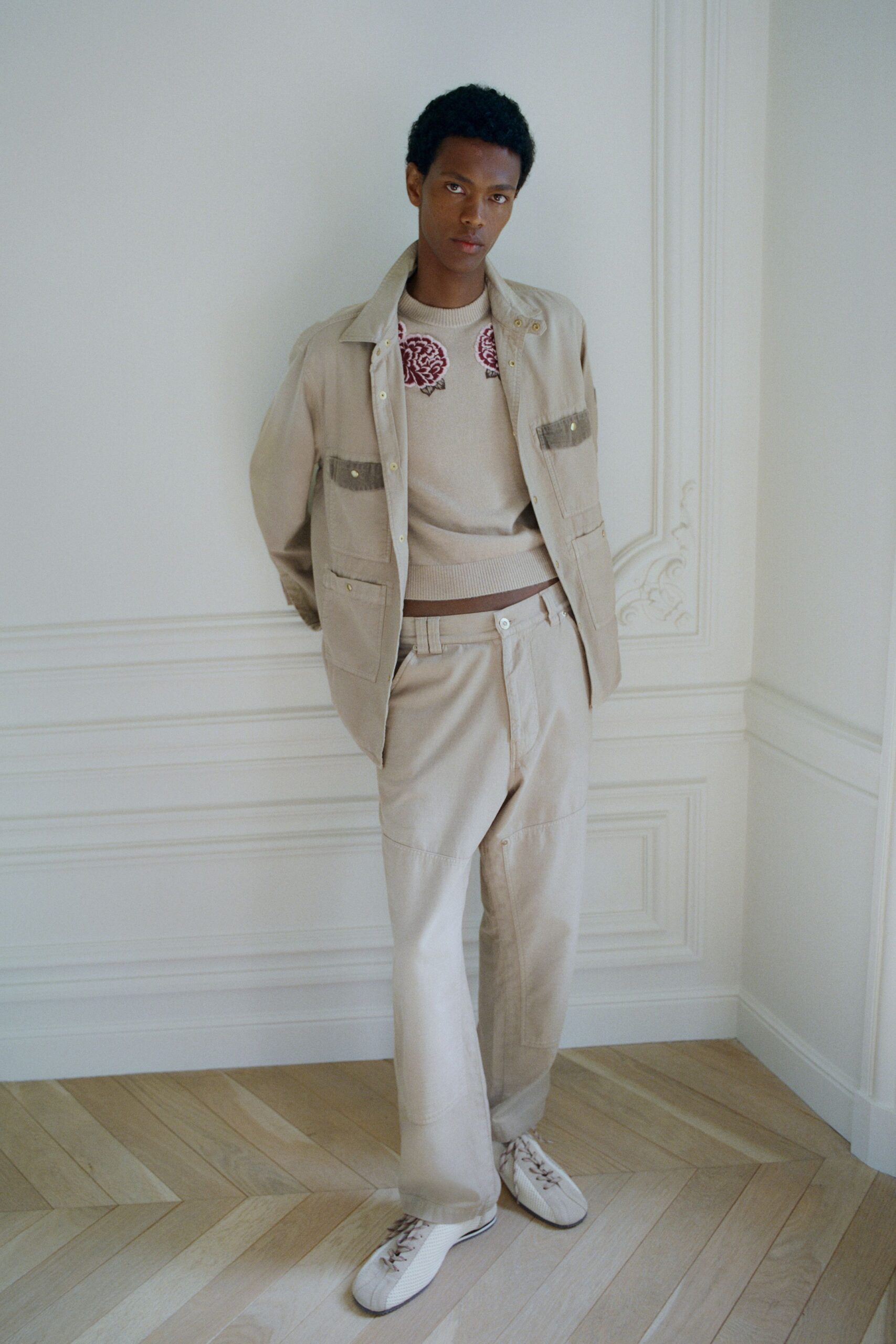 beige relaxed jacket and pants