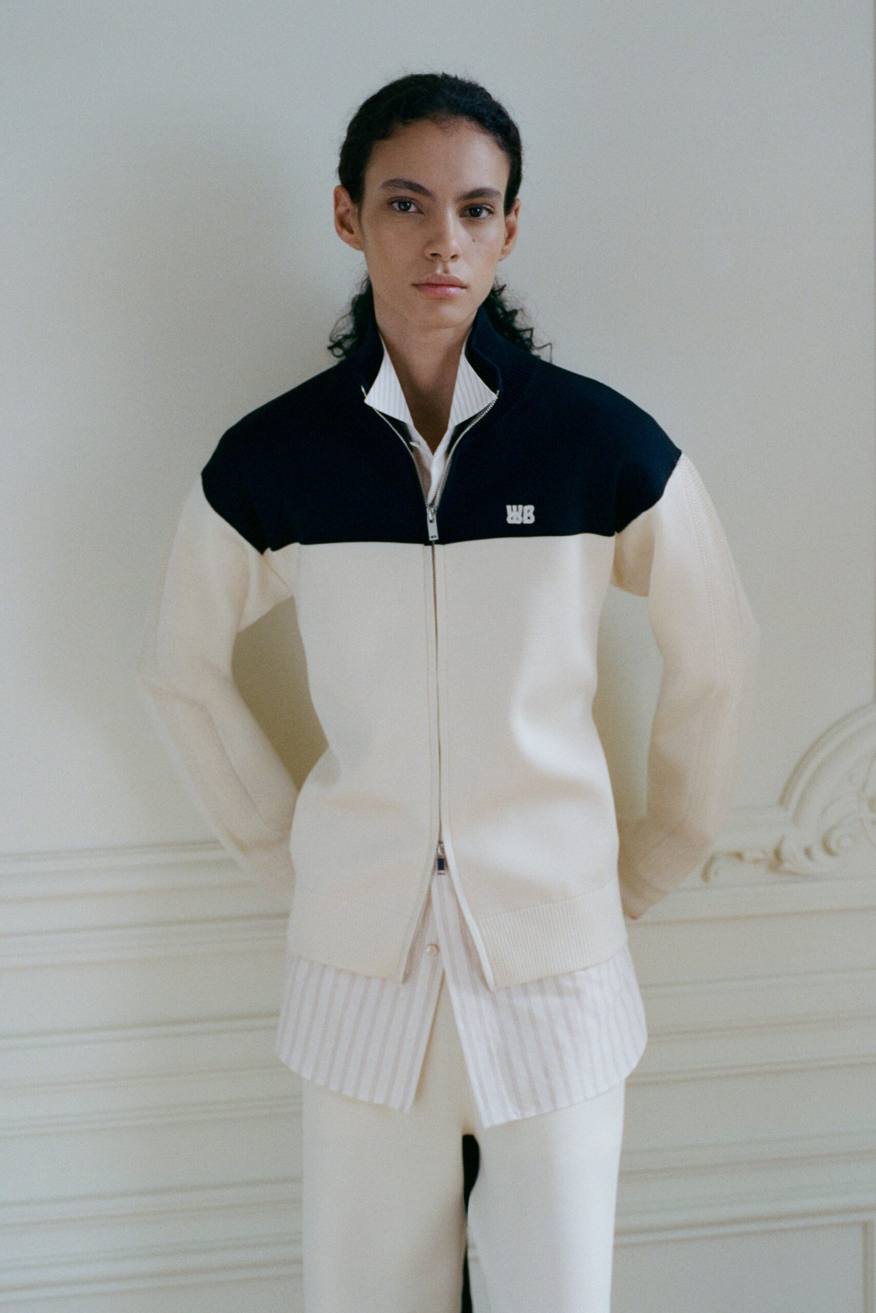 black and white fitted jacket and pants