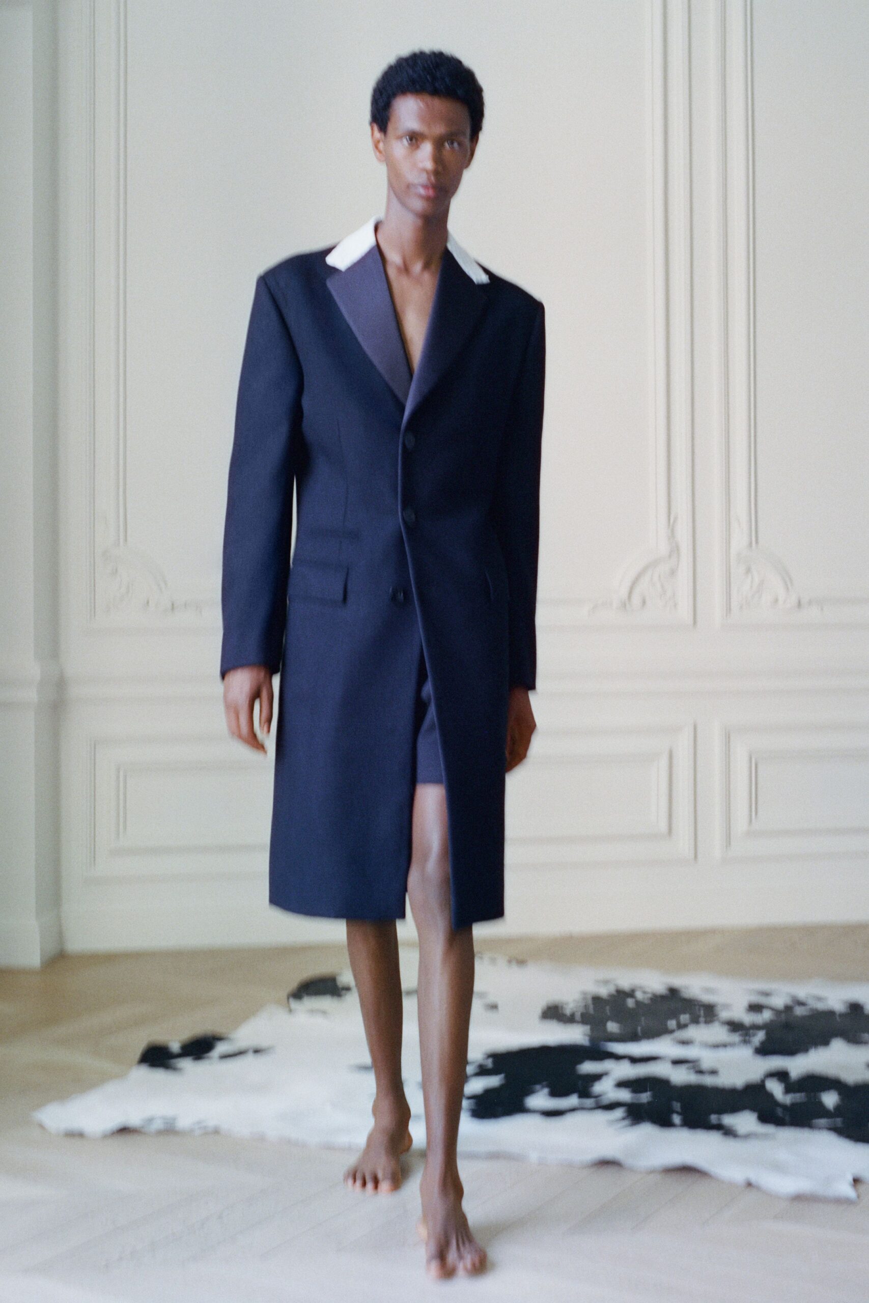 black tailored coat with shorts
