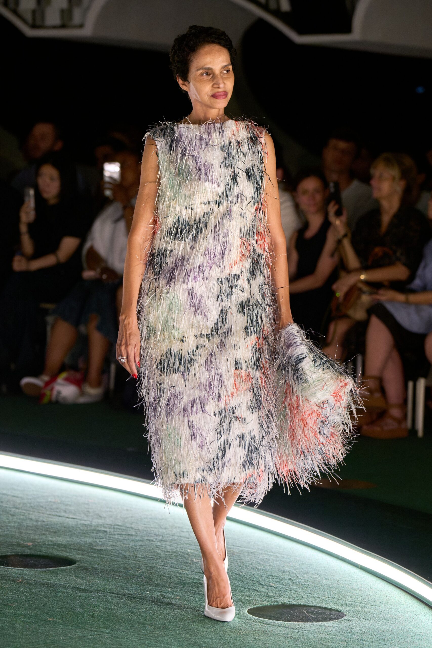 multi-colored fringed midi dress