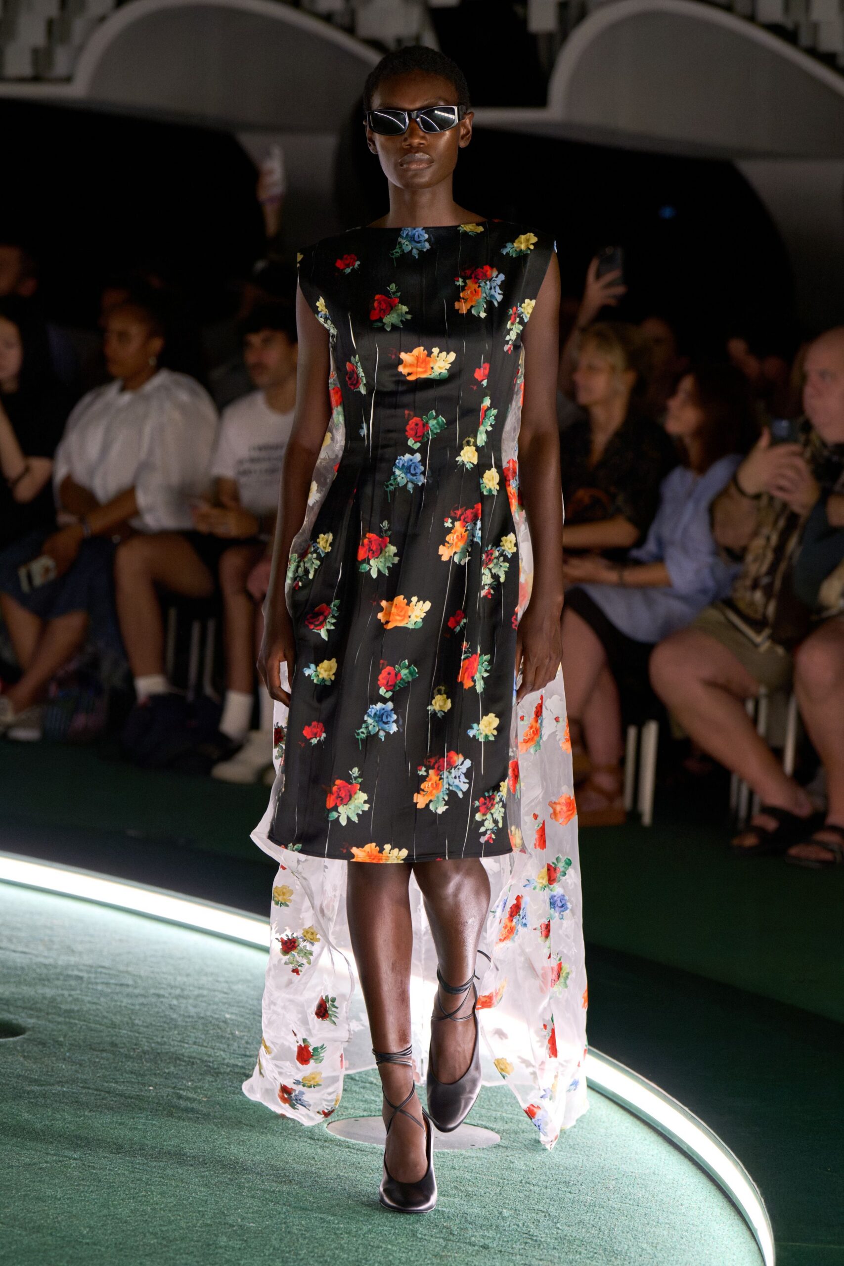 black floral midi dress