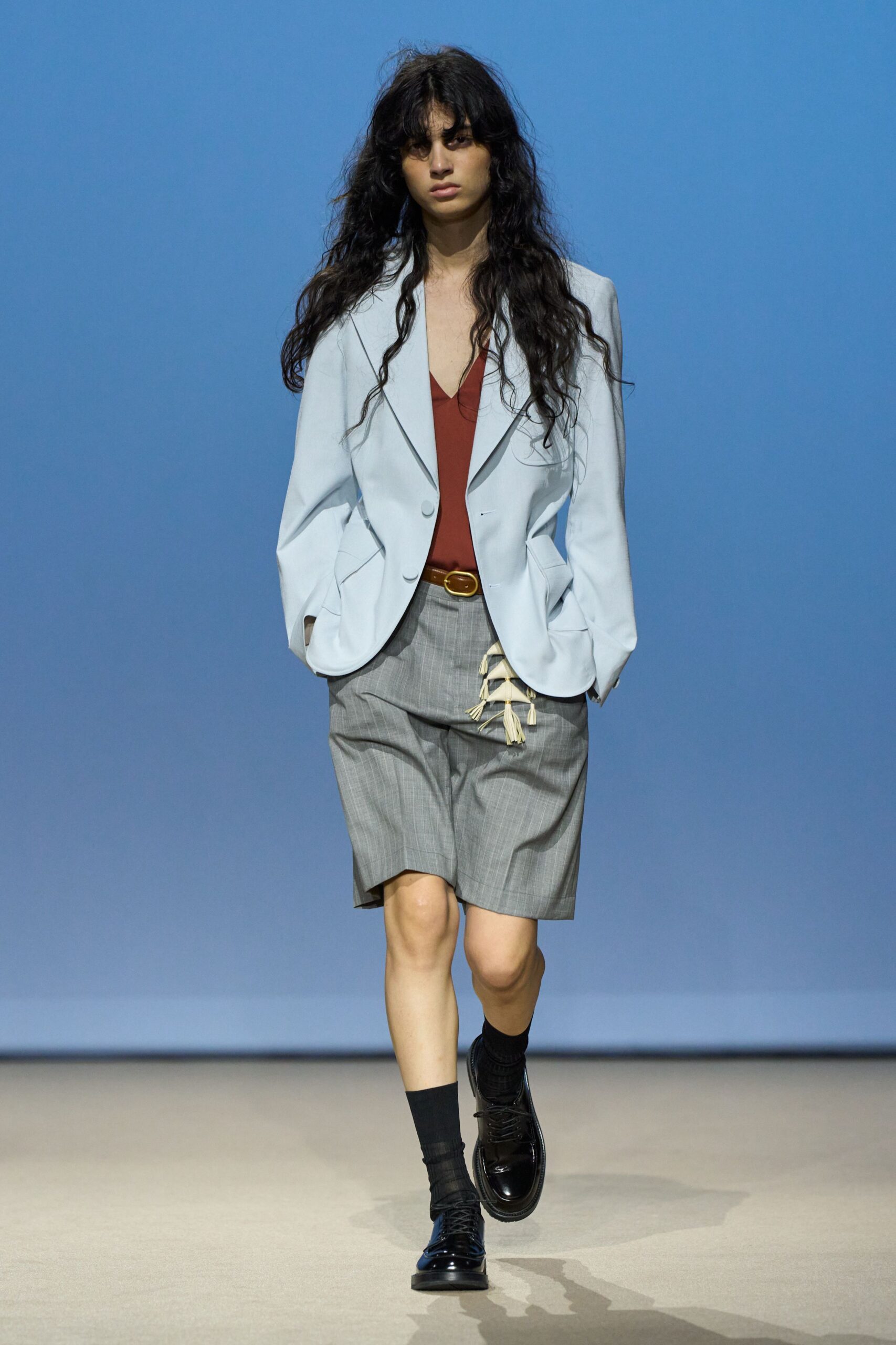 gray relaxed pleated skirt