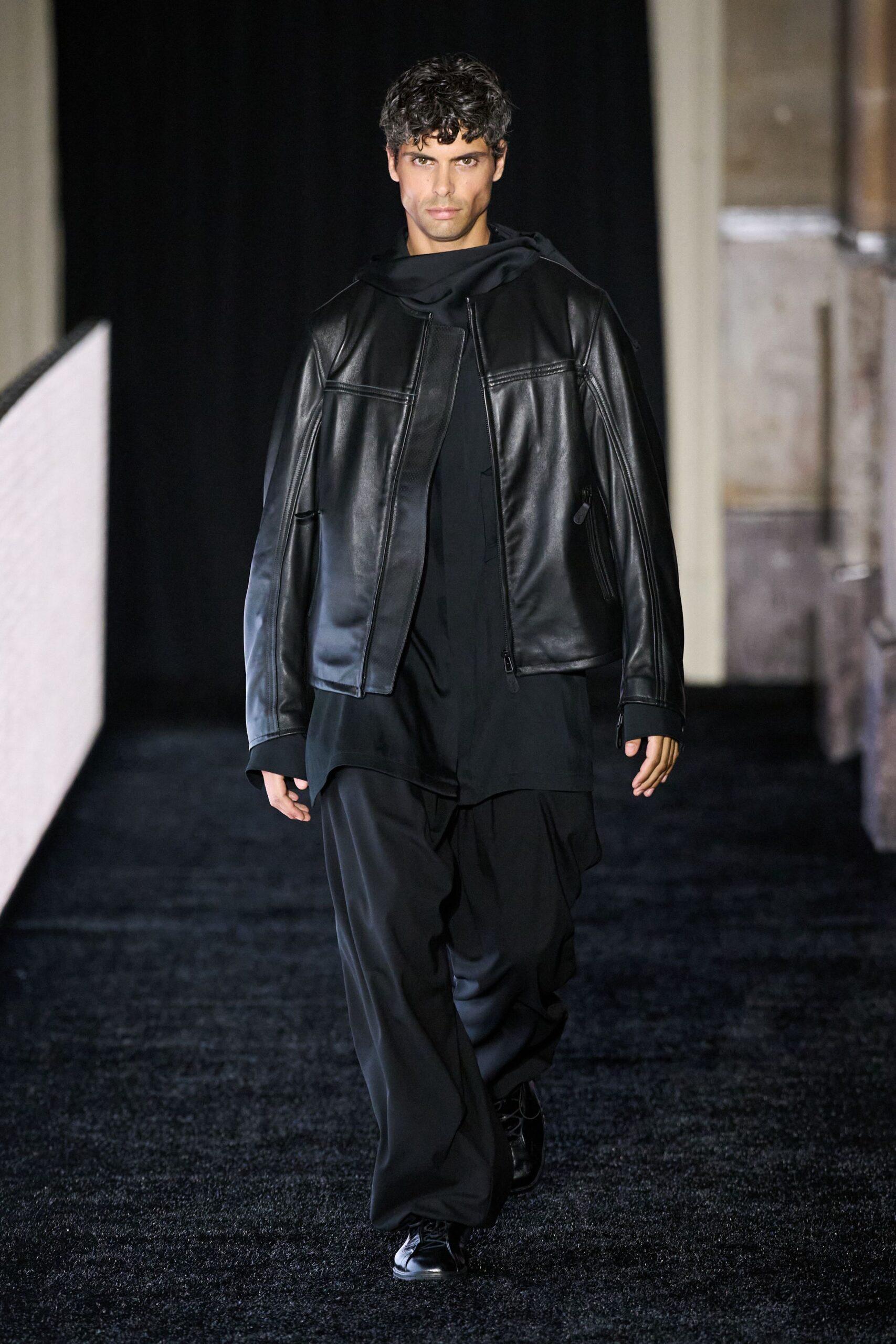 black leather jacket and pants