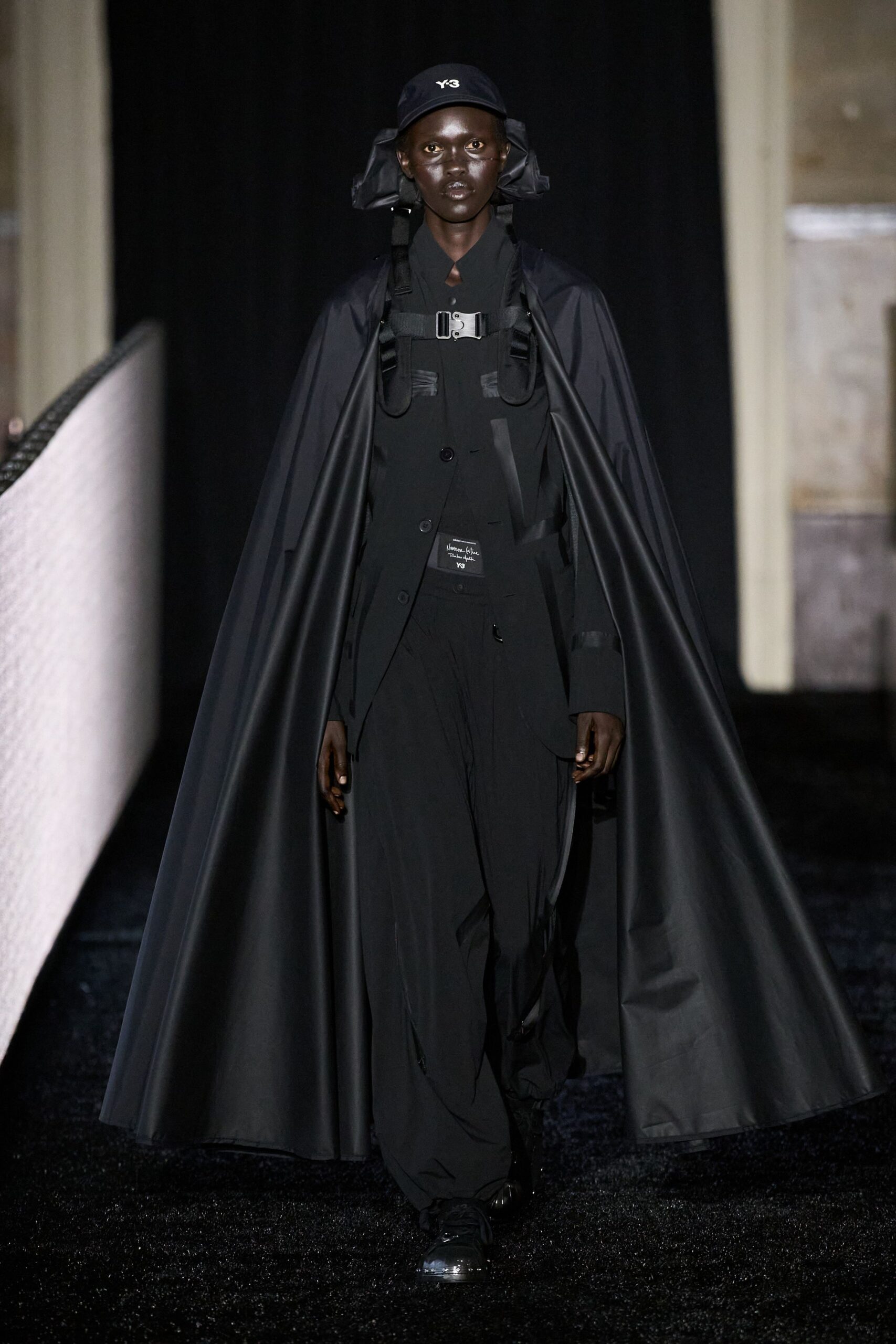 black vinyl cape and jacket ensemble