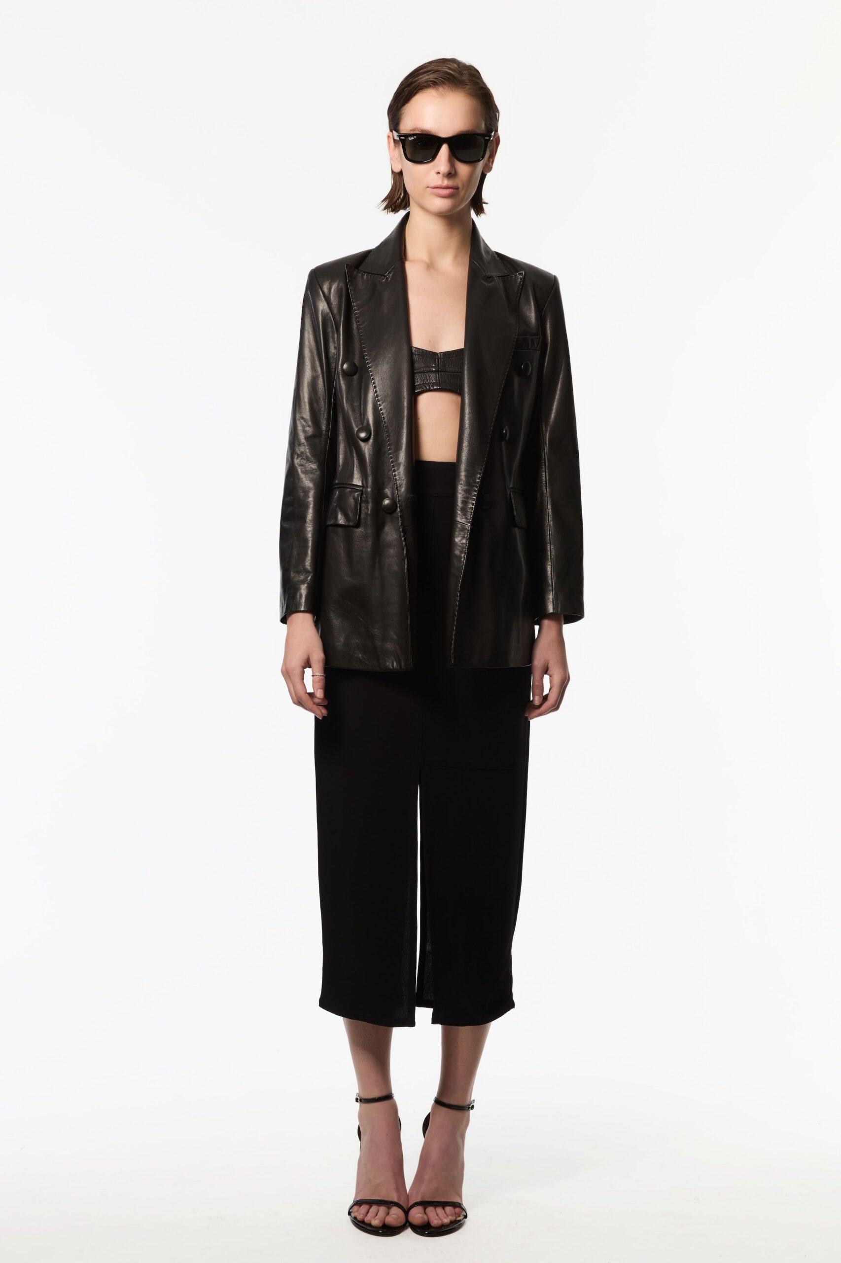 black cotton relaxed high-waisted straight-leg pants
