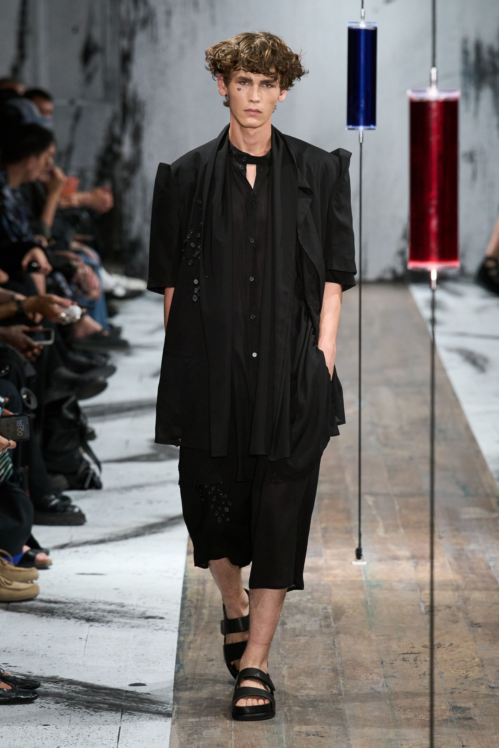 black relaxed jacket and shorts