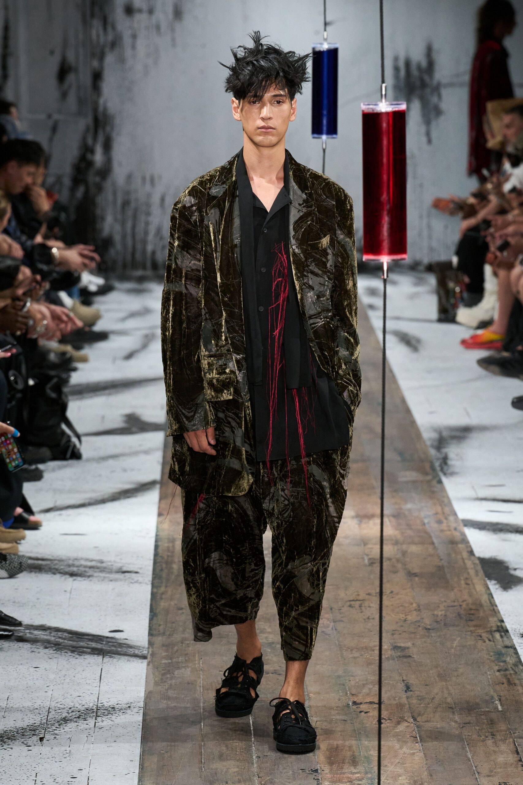 green velvet relaxed jacket and pants