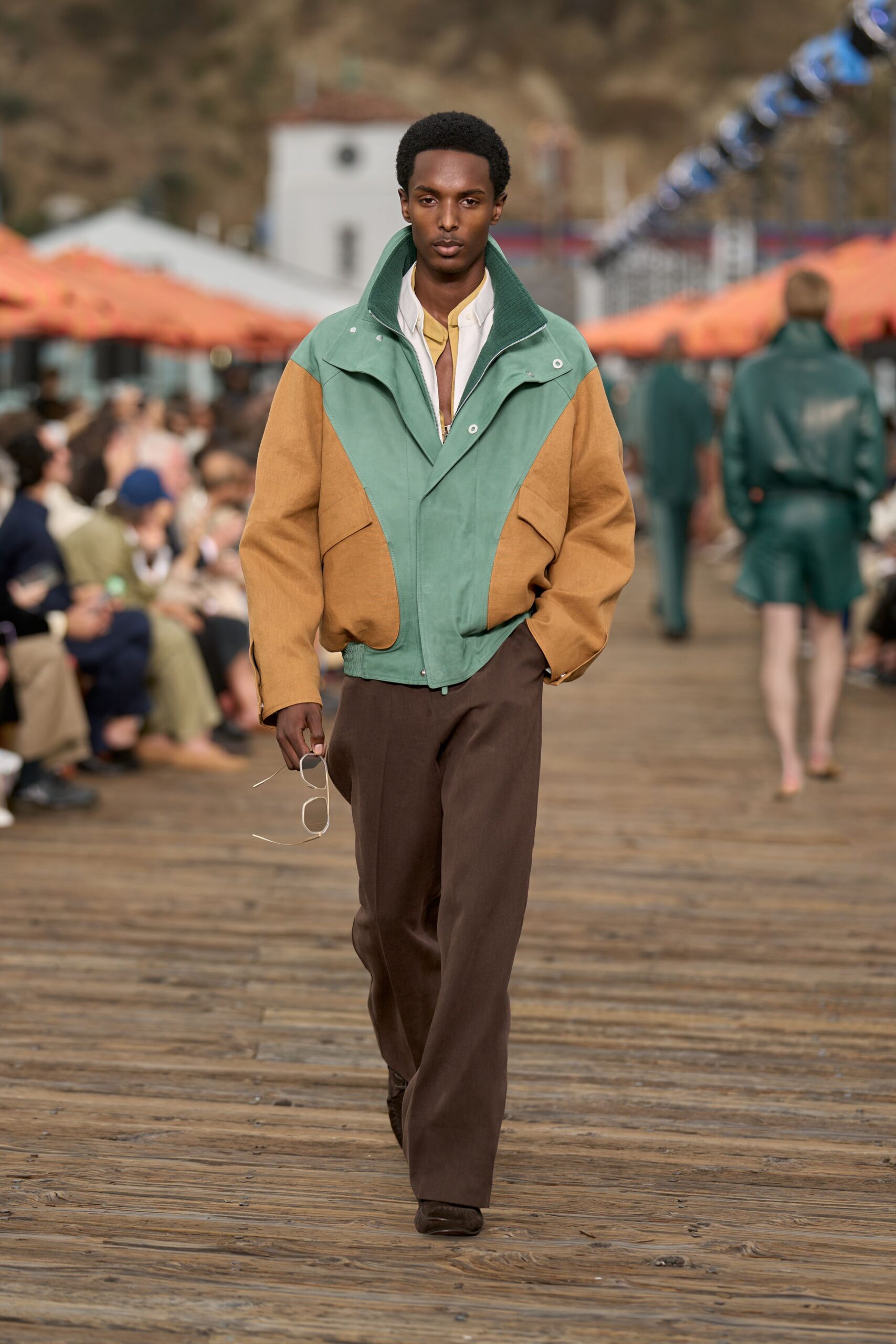 brown cotton relaxed straight-leg pants