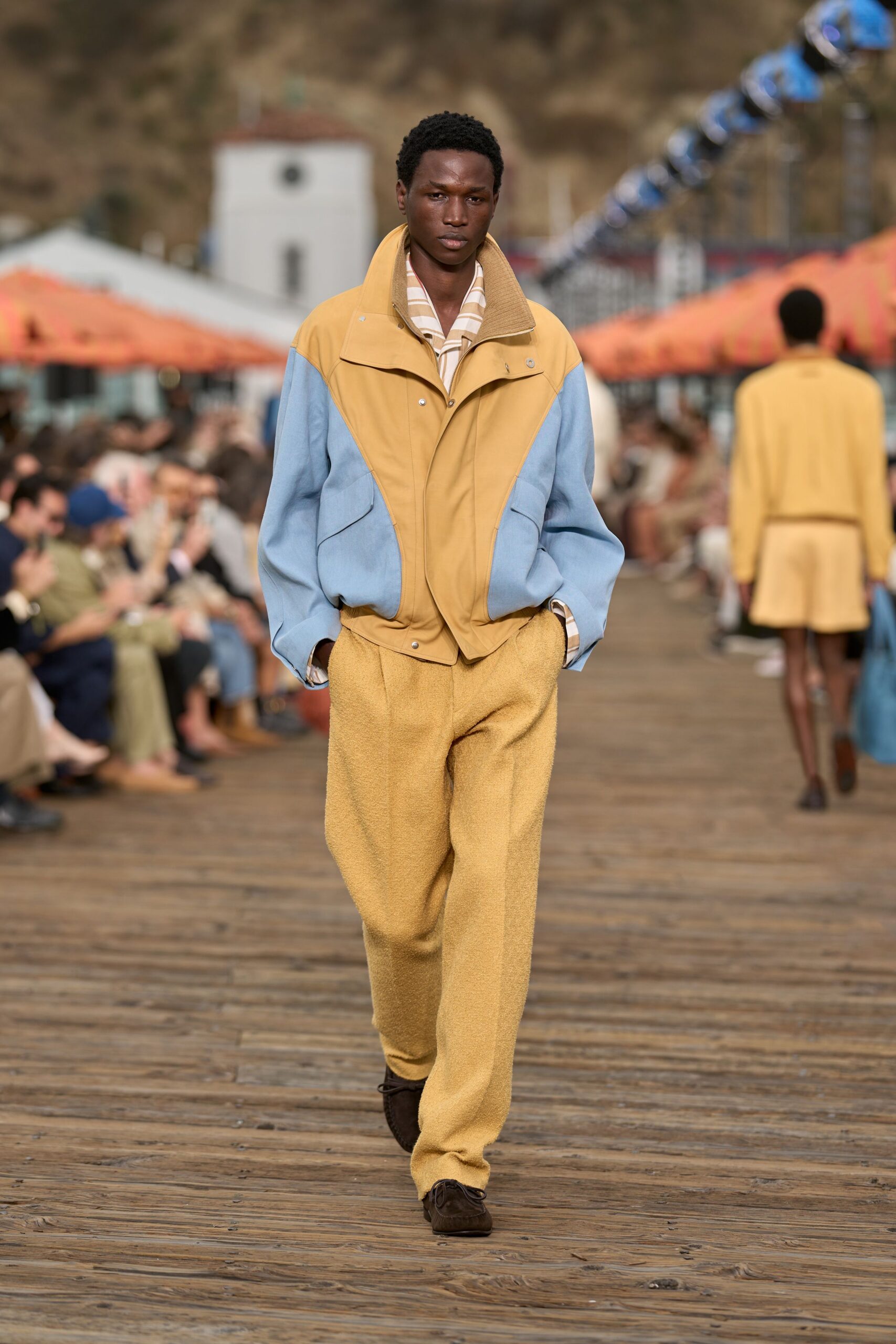 yellow cotton relaxed wide-leg pants