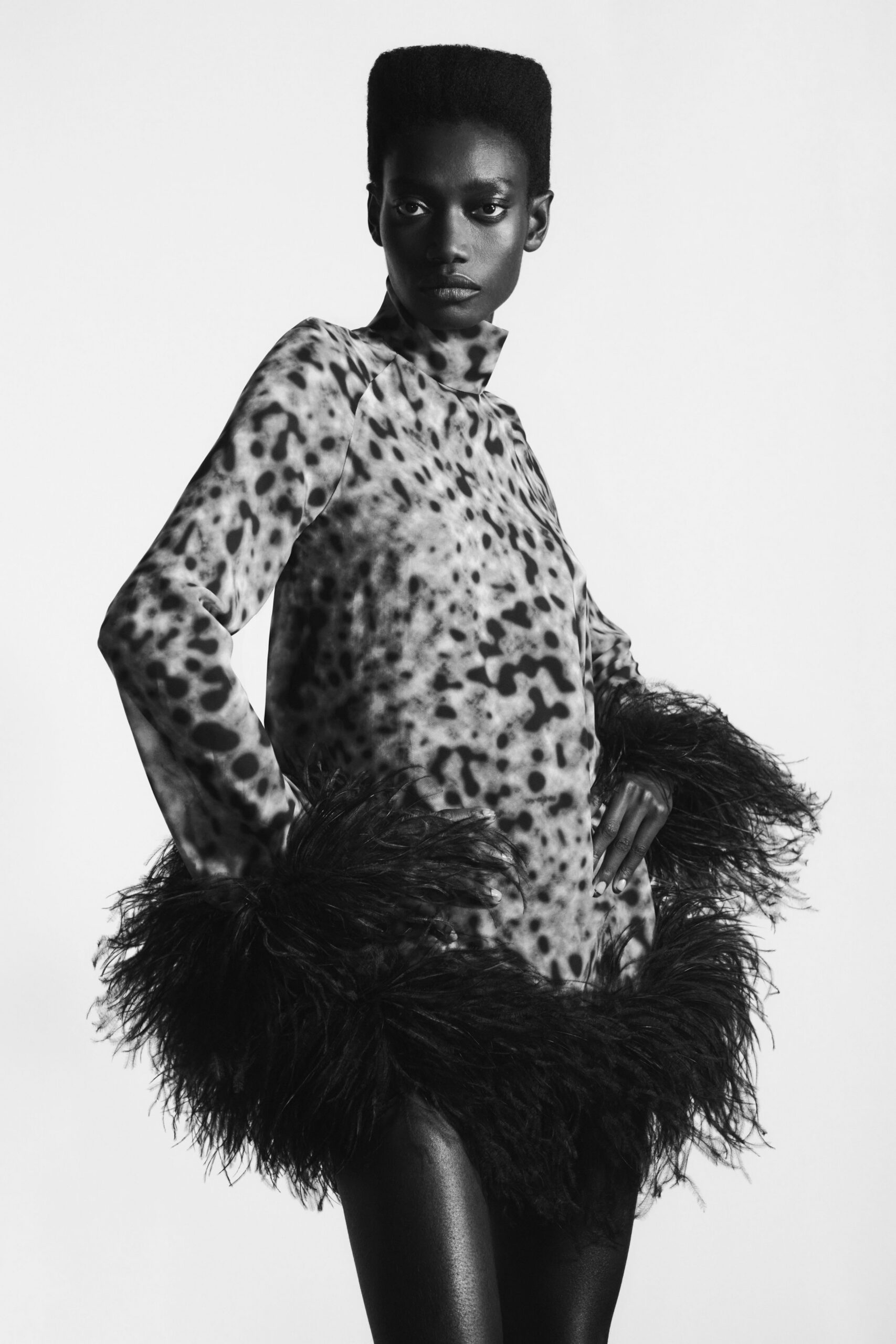 black gray animal-print dress