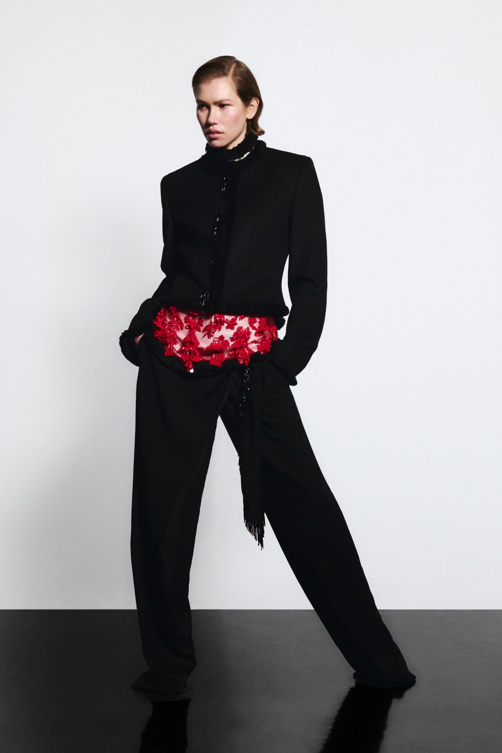 black relaxed straight-leg pants