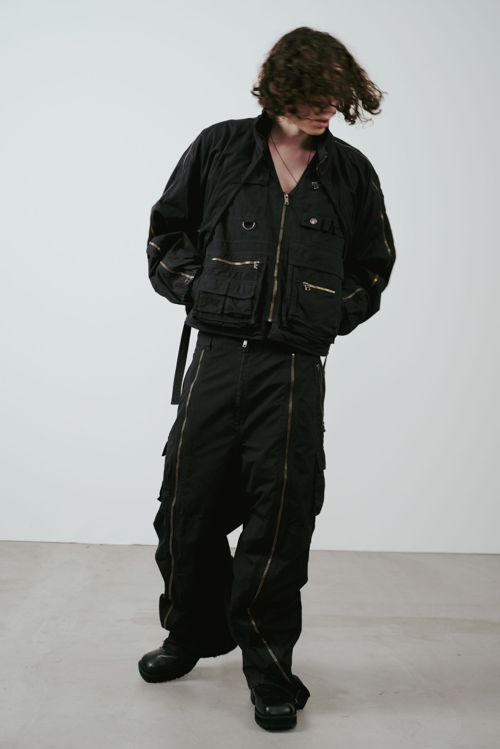black relaxed jacket and pants