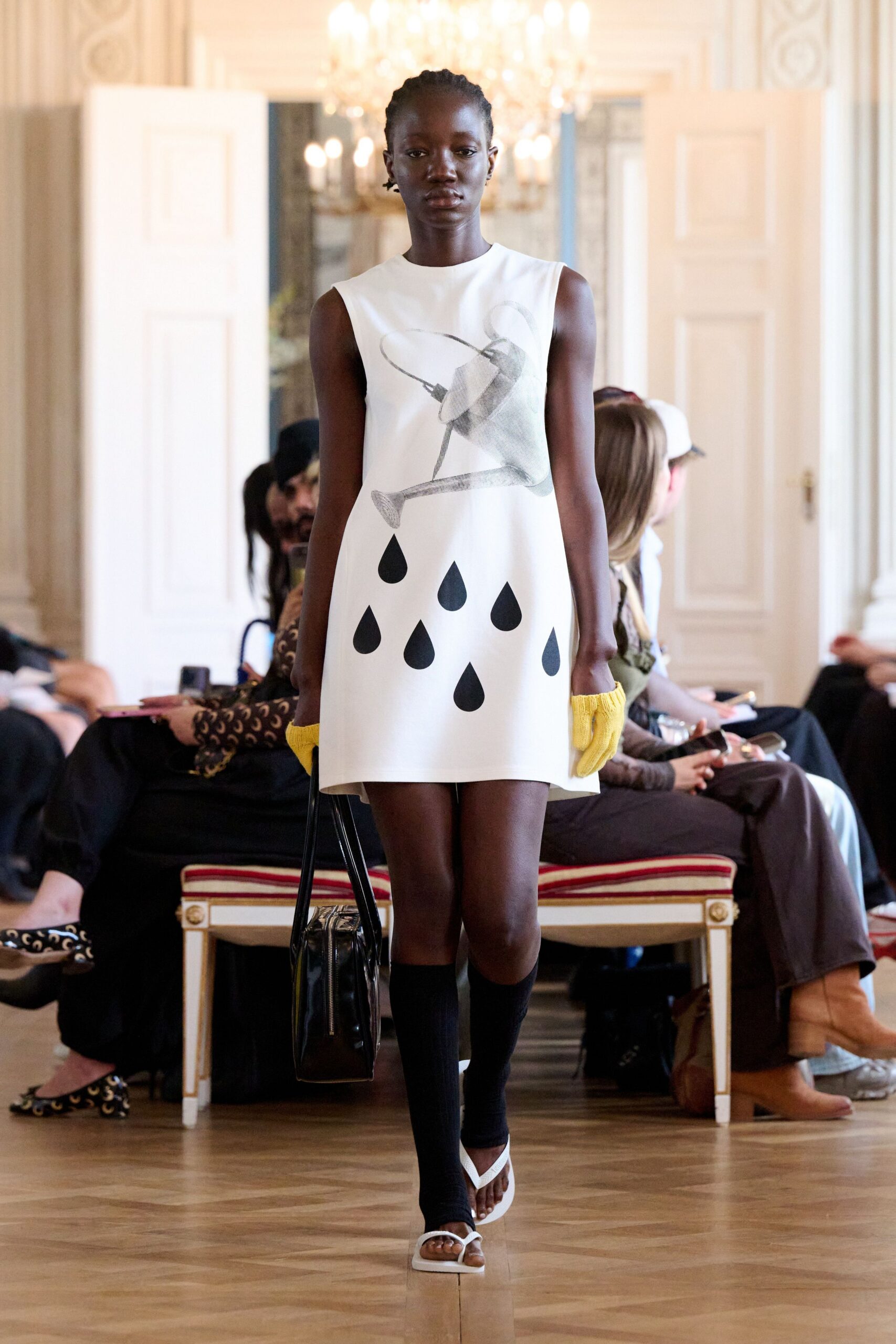 white cotton sleeveless collared fitted printed mini dress