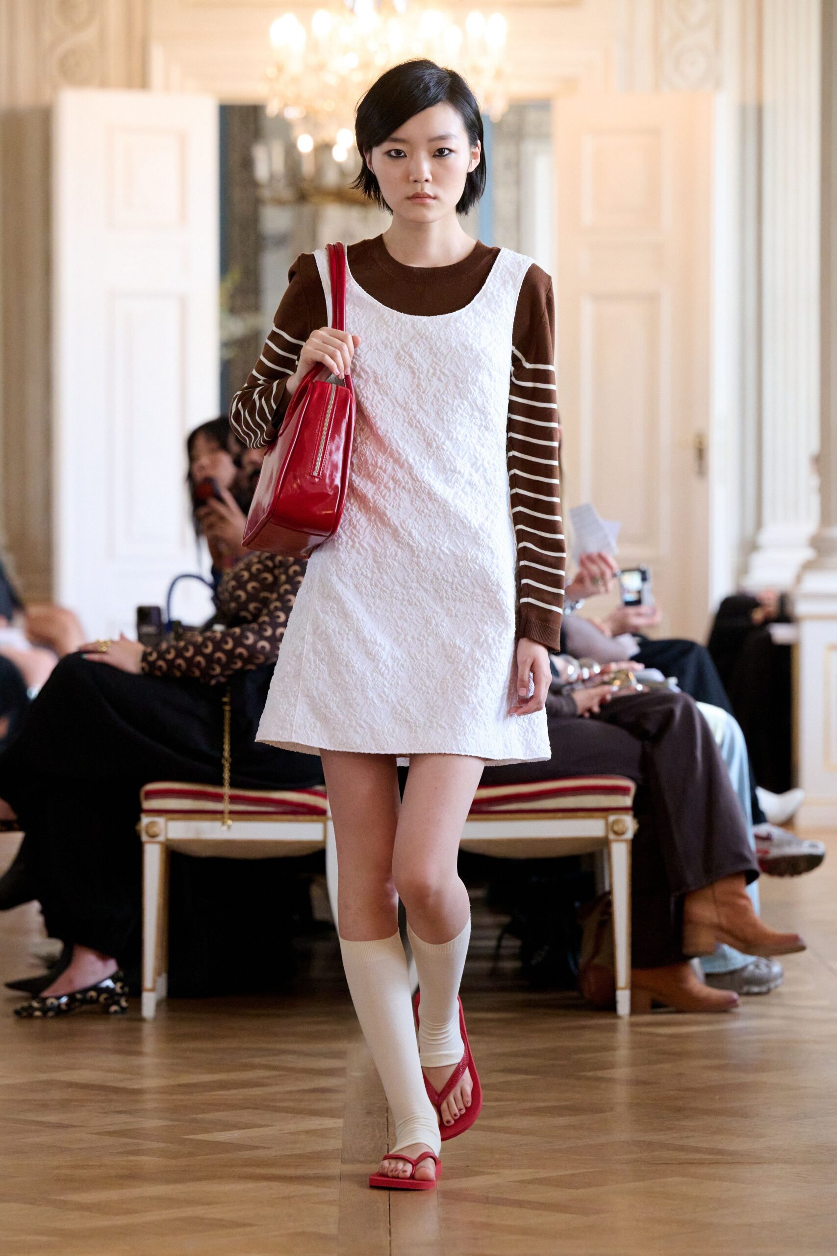 white cotton sleeveless square-neck fitted pleated mini dress