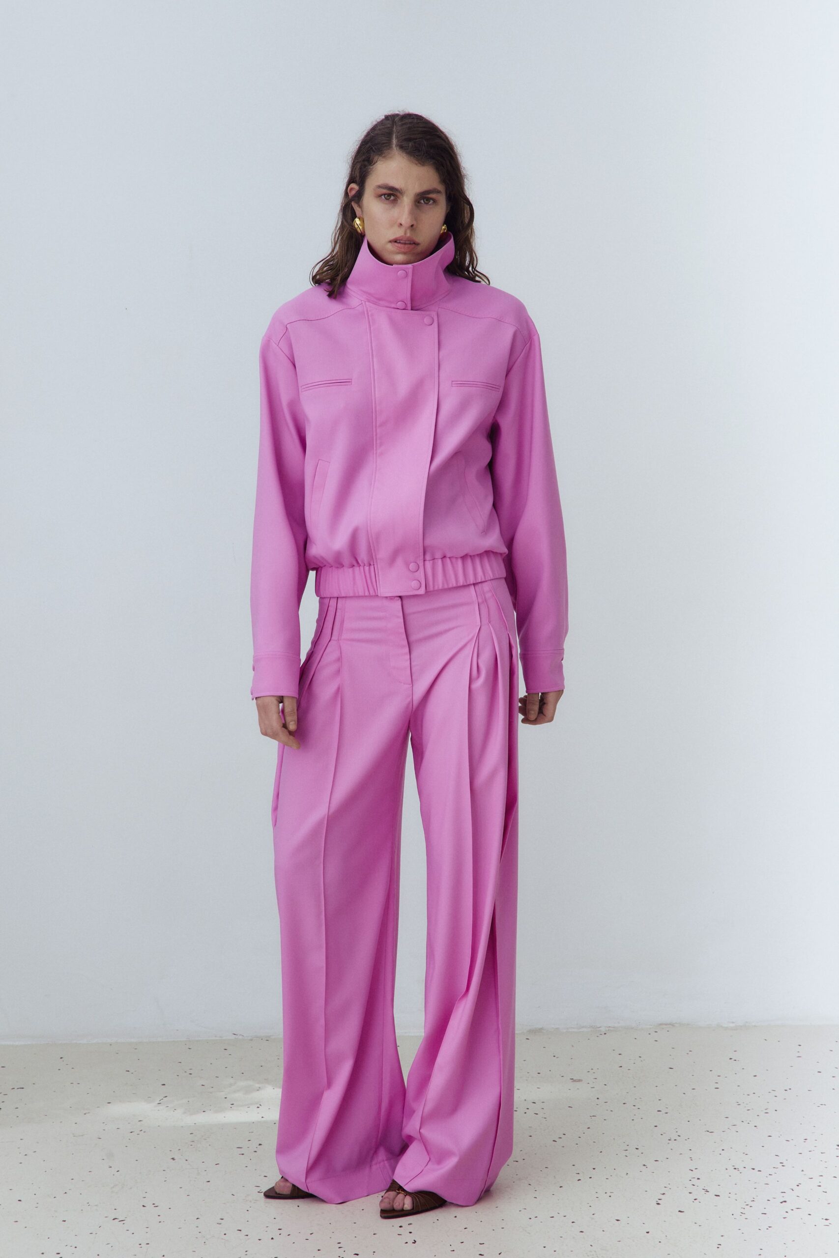 pink relaxed jacket and pants