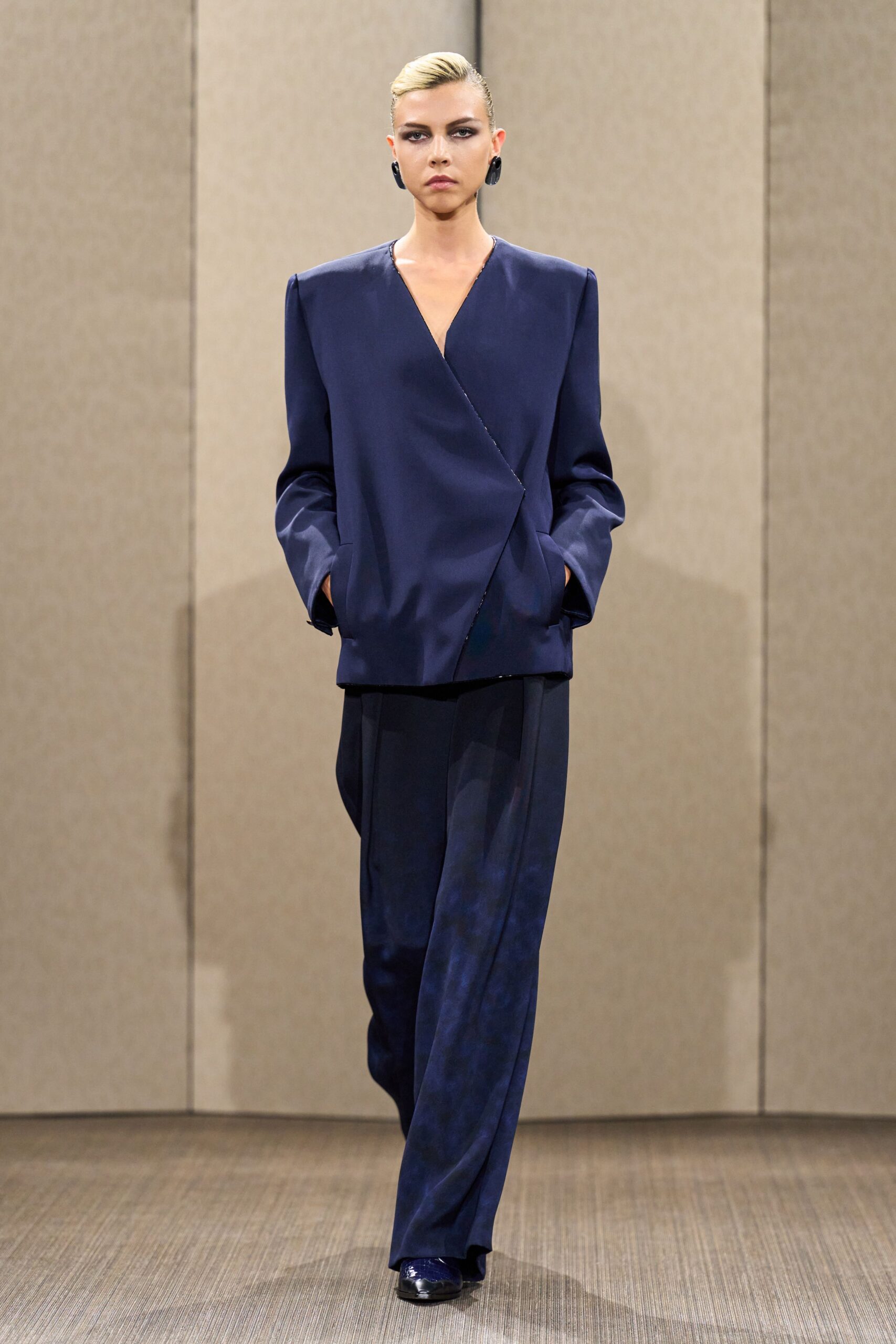 blue silk relaxed wide-leg pants