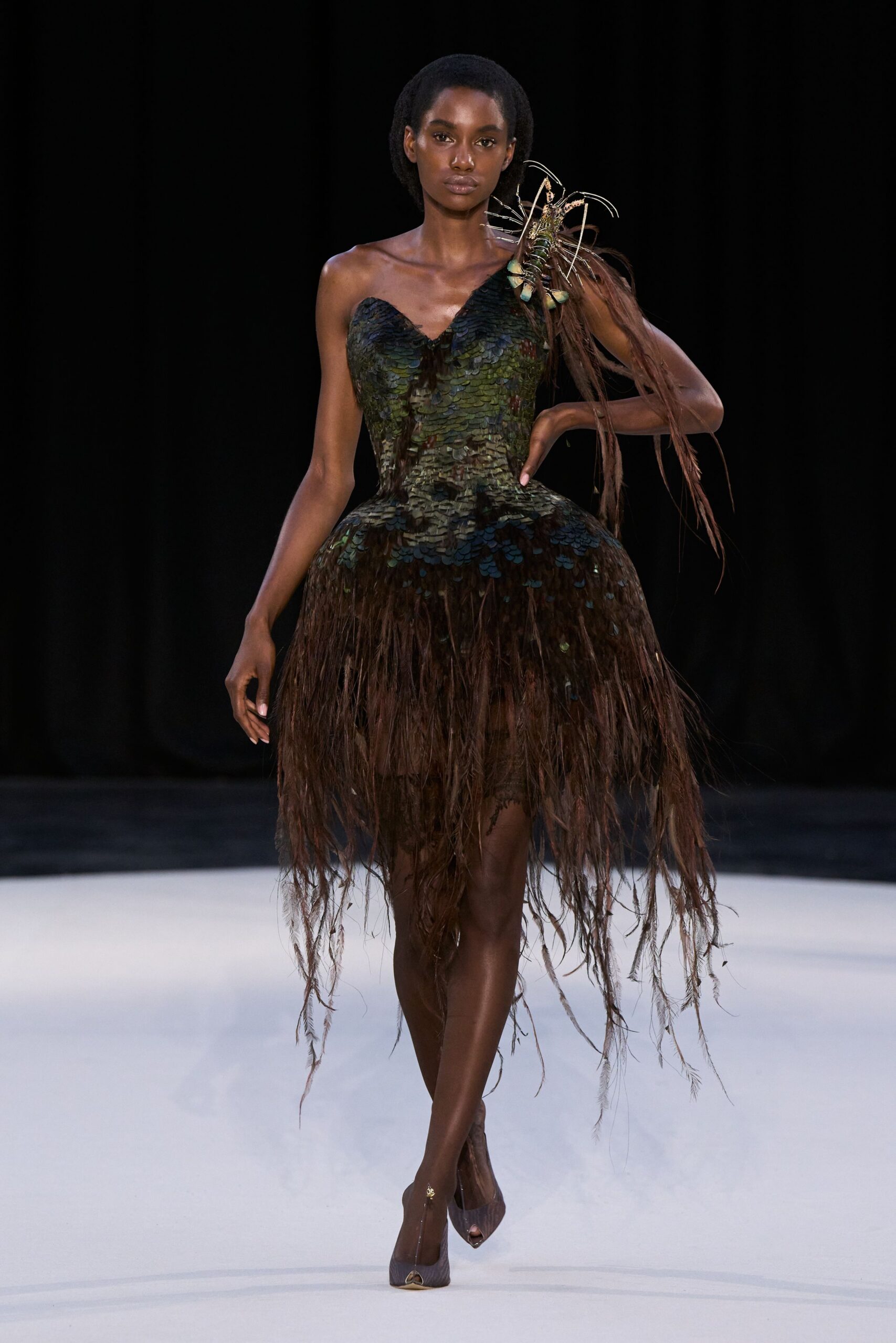 green silk sleeveless v-neck fitted ruffled tiered dress