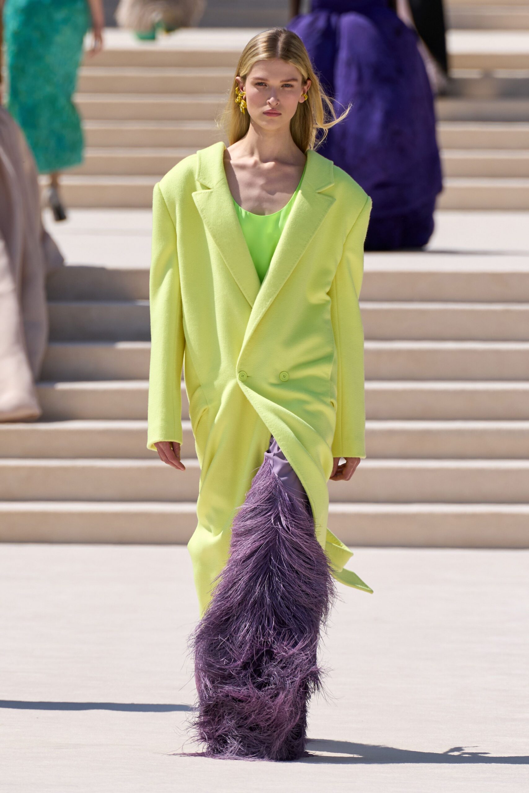 purple fitted fringed skirt