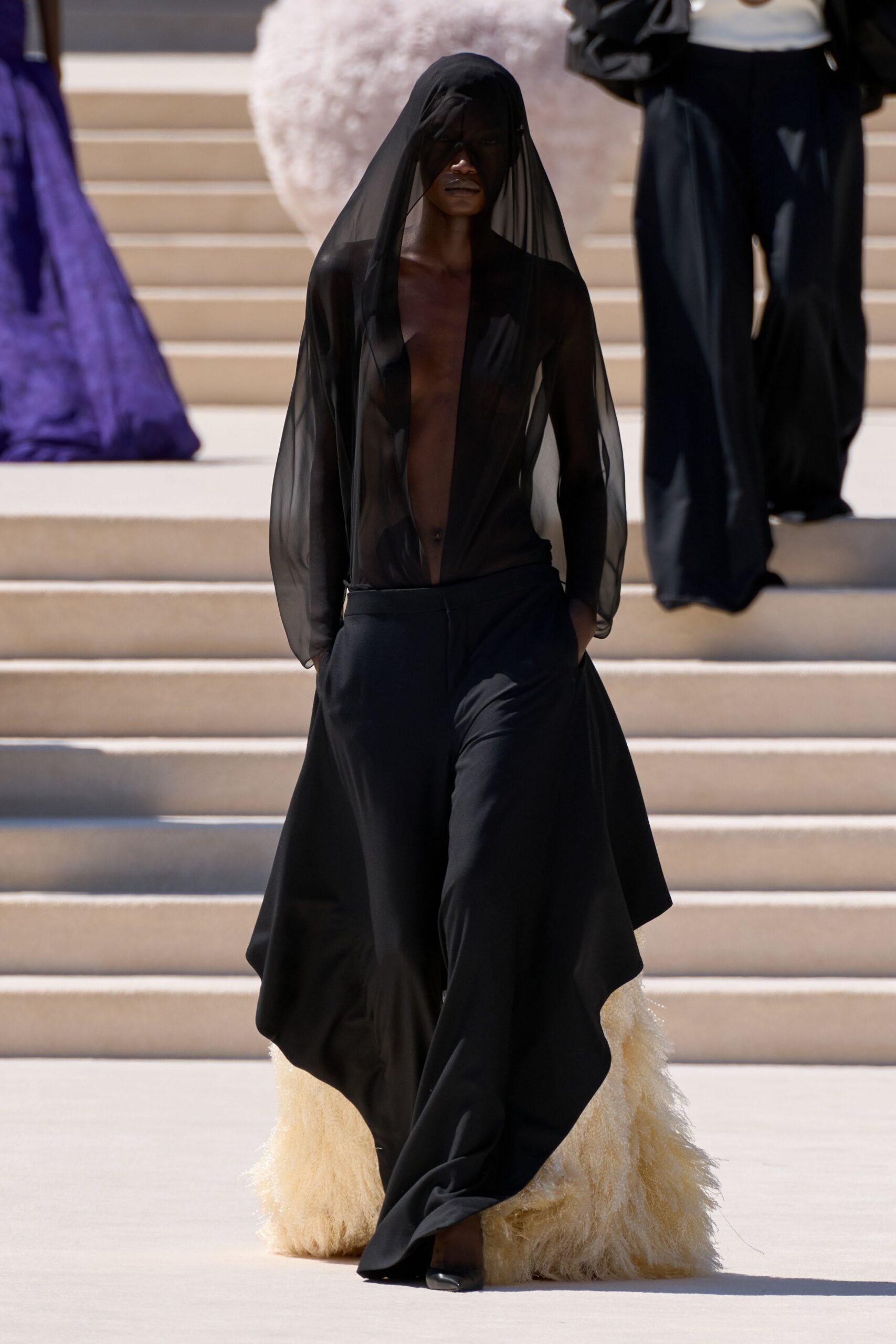black silk asymmetric fitted layered skirt