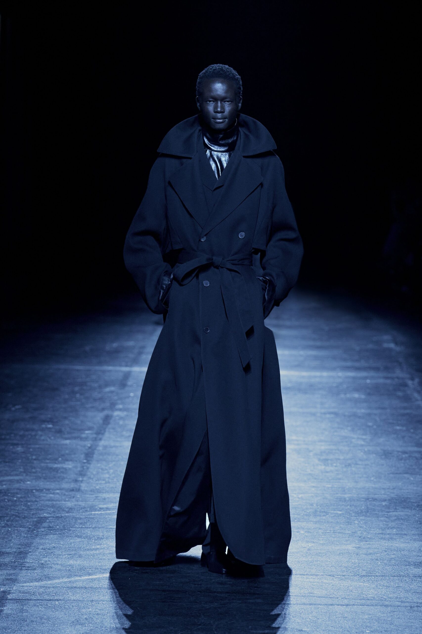 black oversized wool coat