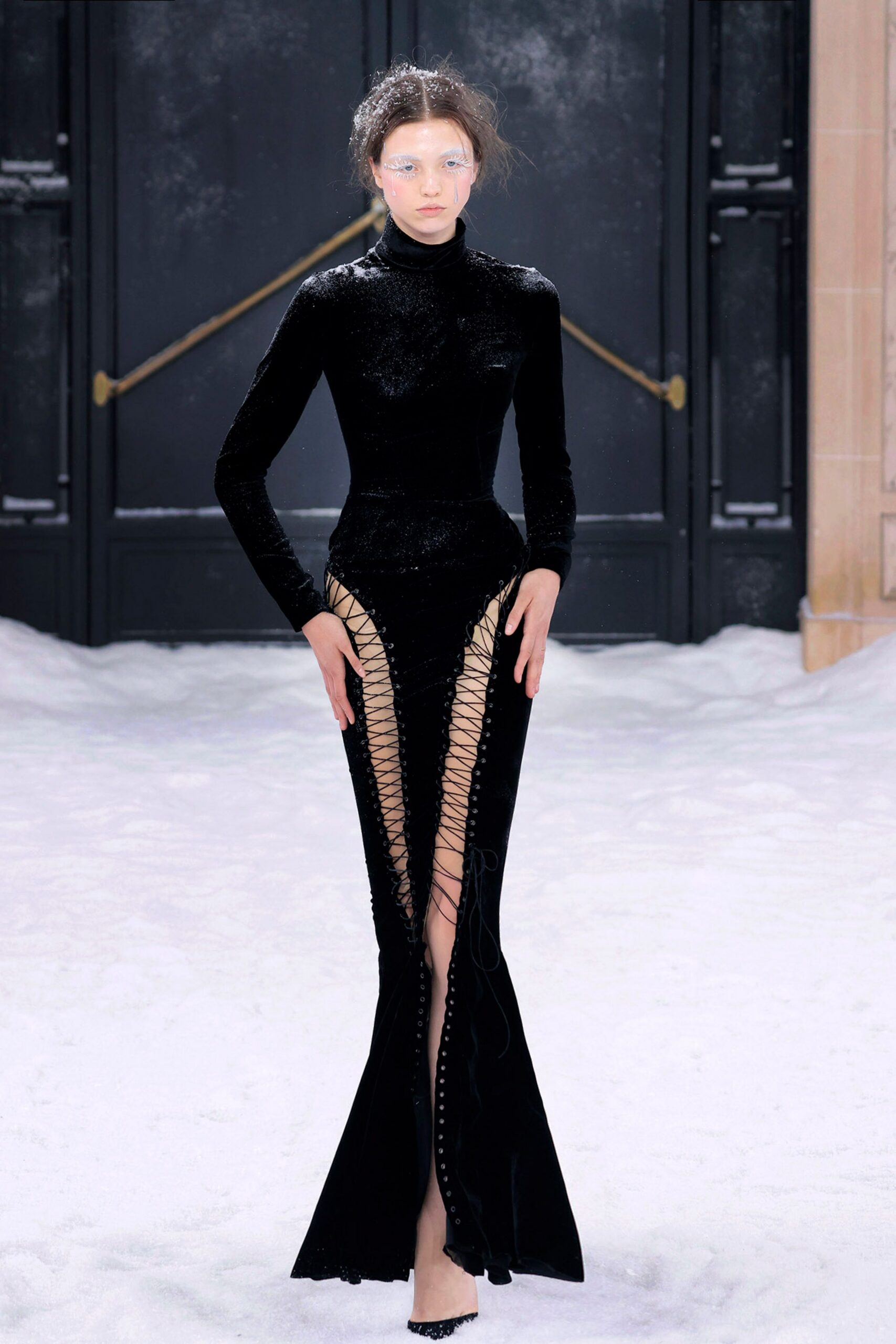 black velvet fitted gown