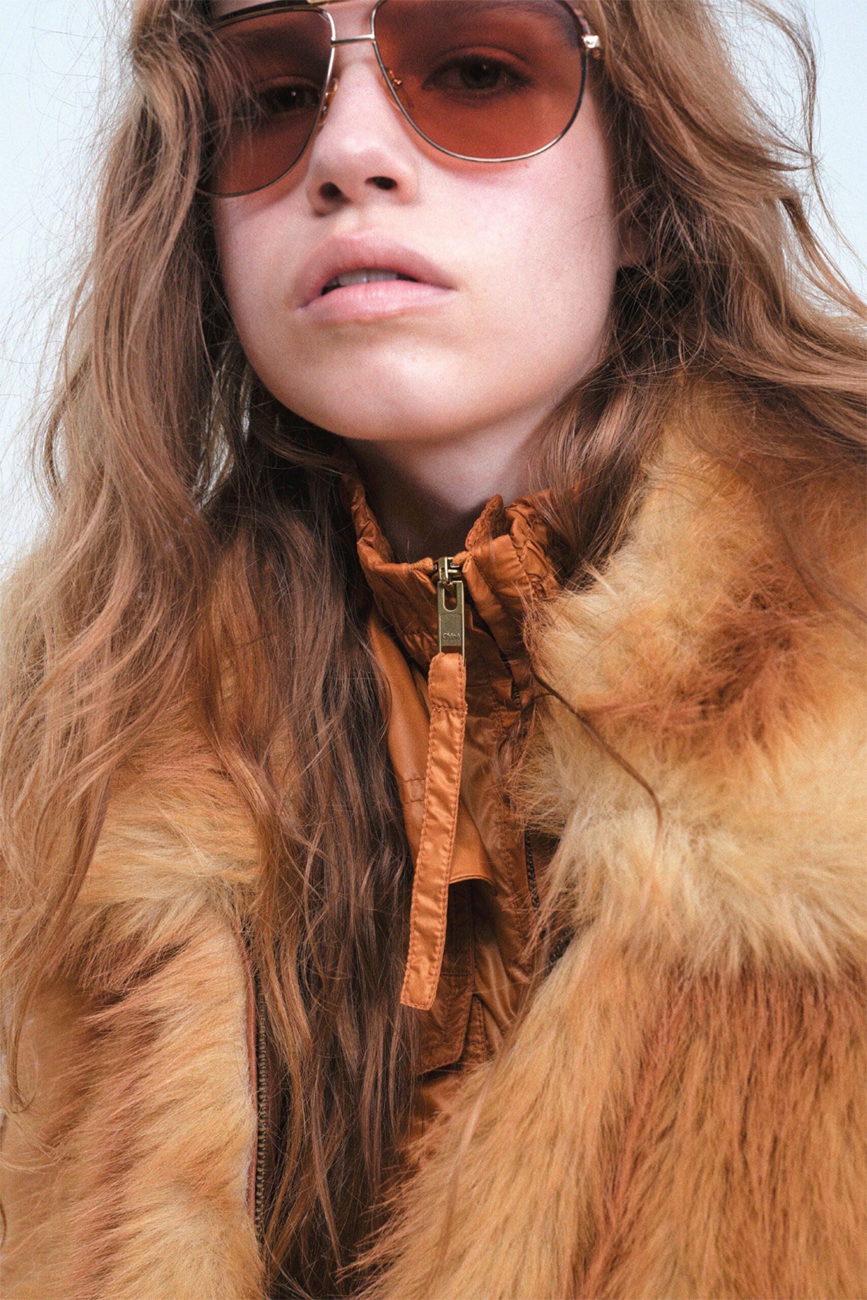 orange fur coat with jacket