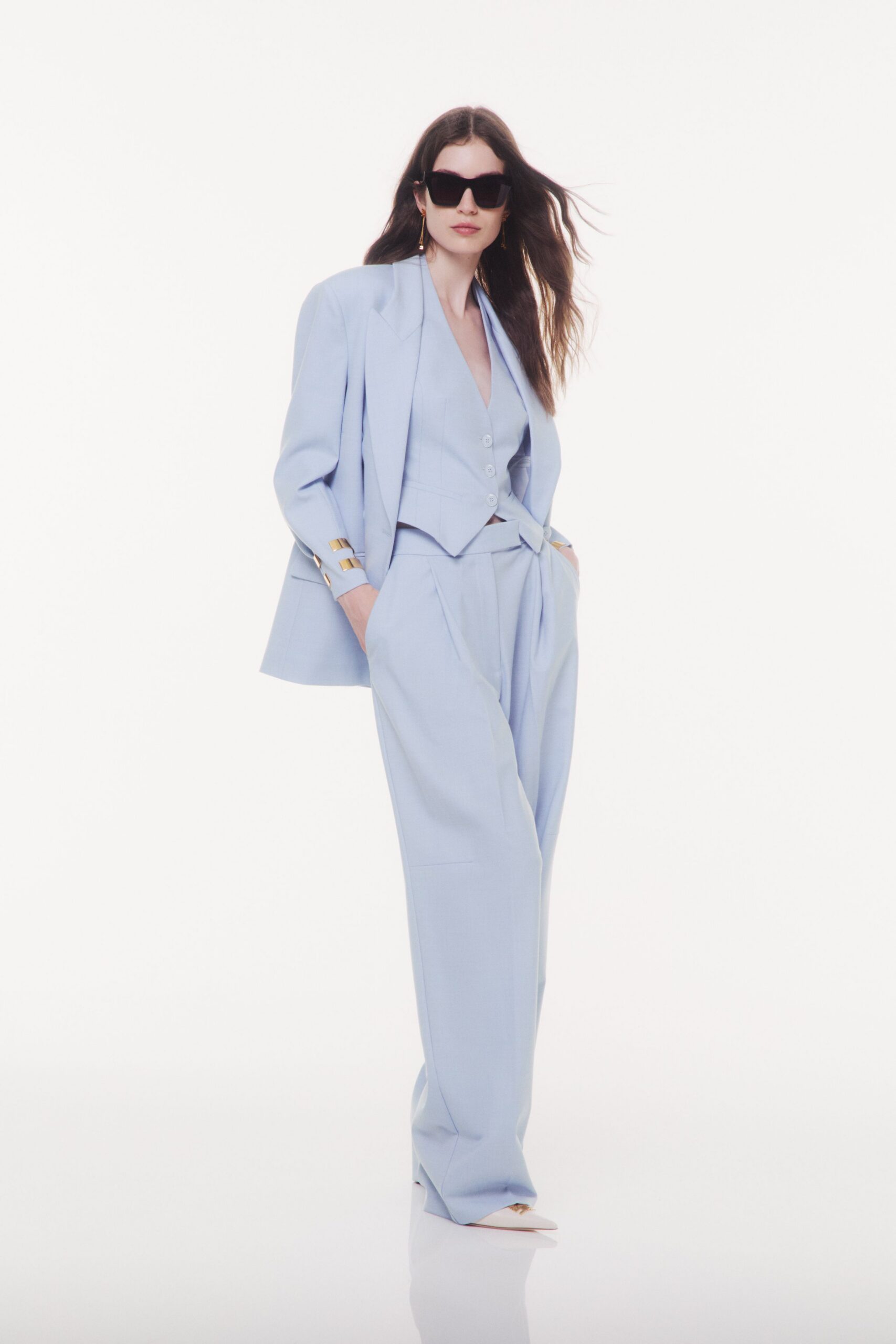 blue tailored suit