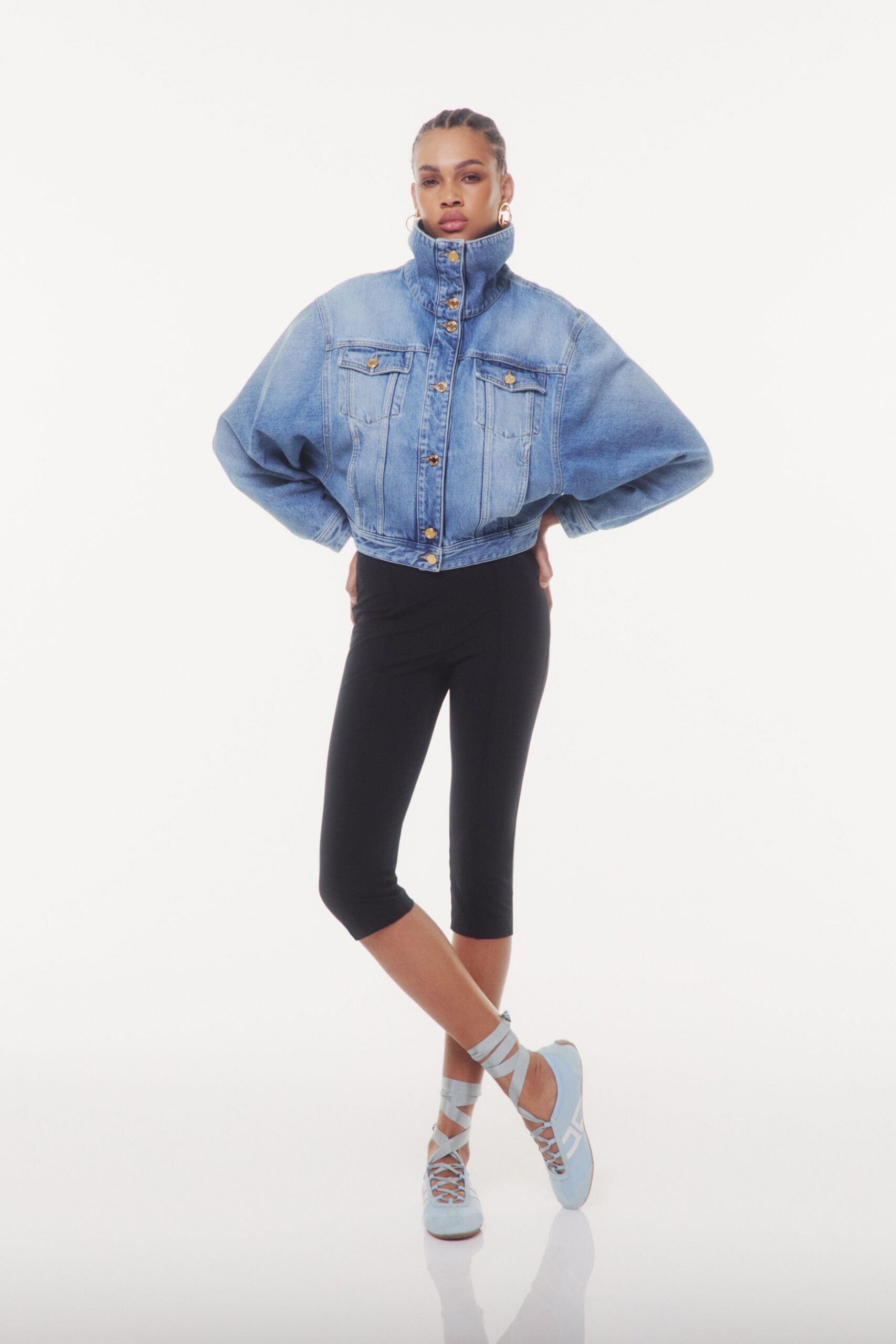 black cotton fitted pants