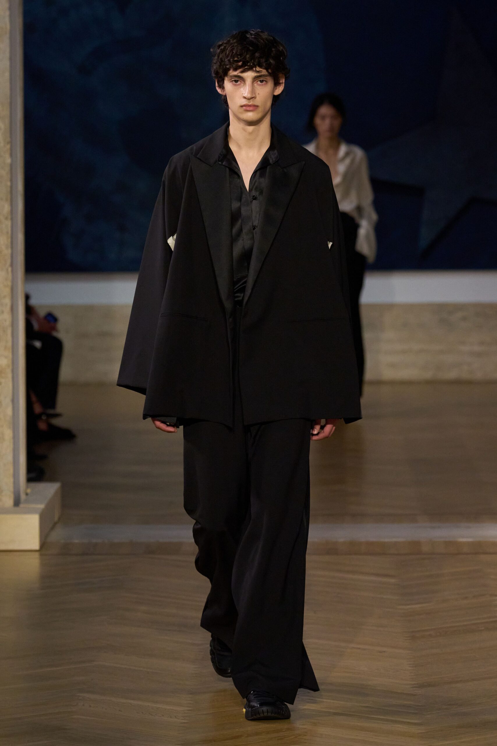 black silk relaxed wide-leg pants