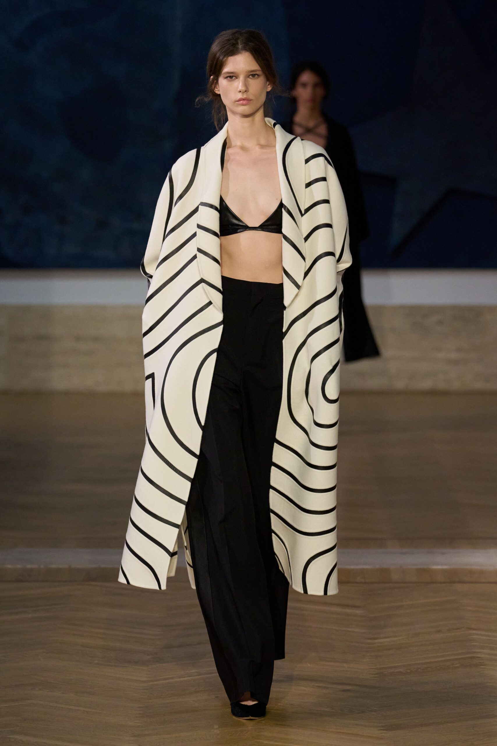 black tailored straight-leg pants