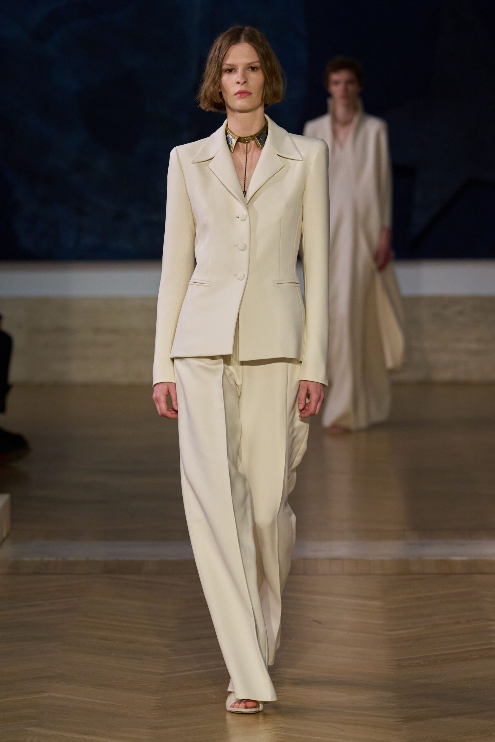 white cotton tailored straight-leg pants