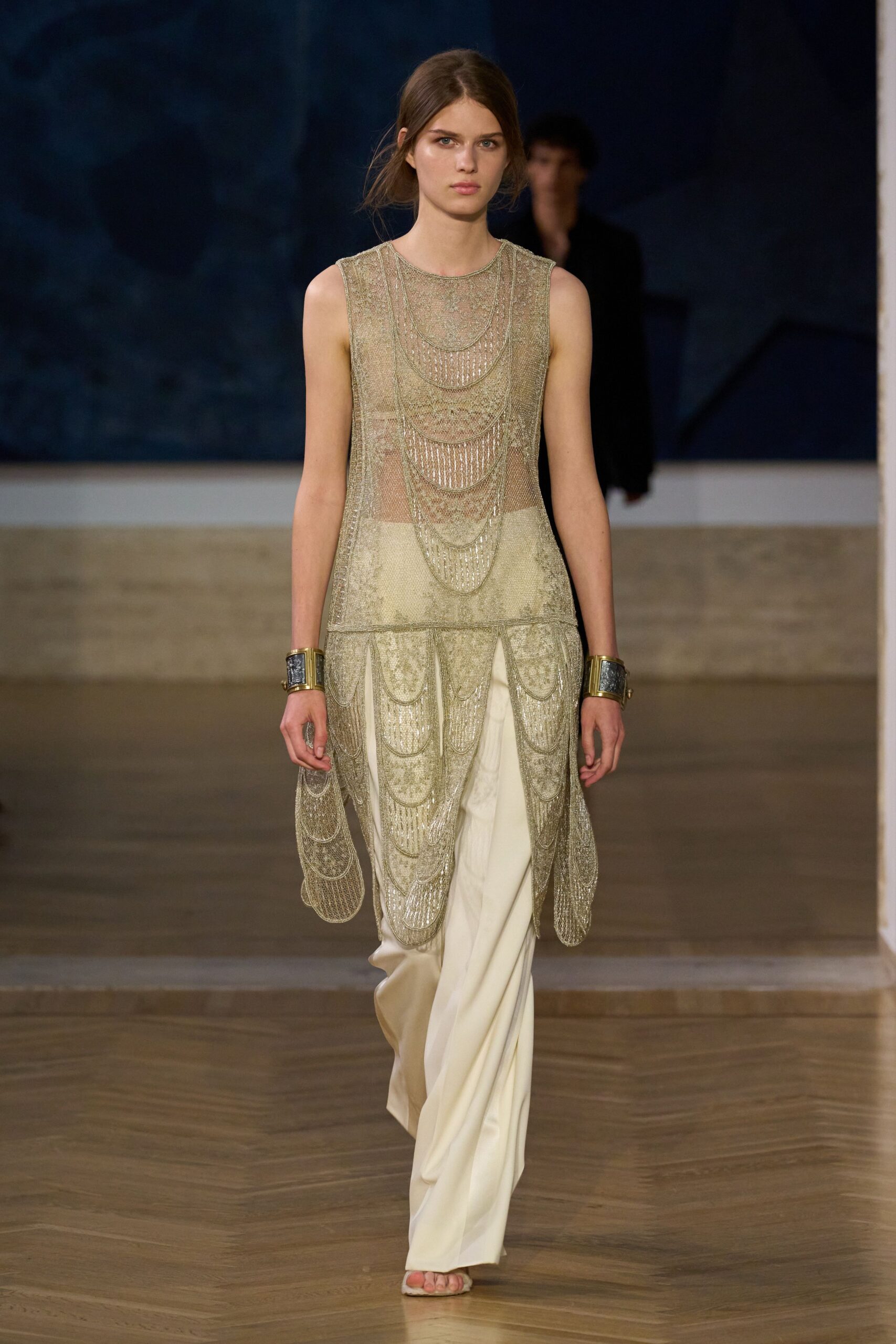 white silk relaxed straight-leg pants