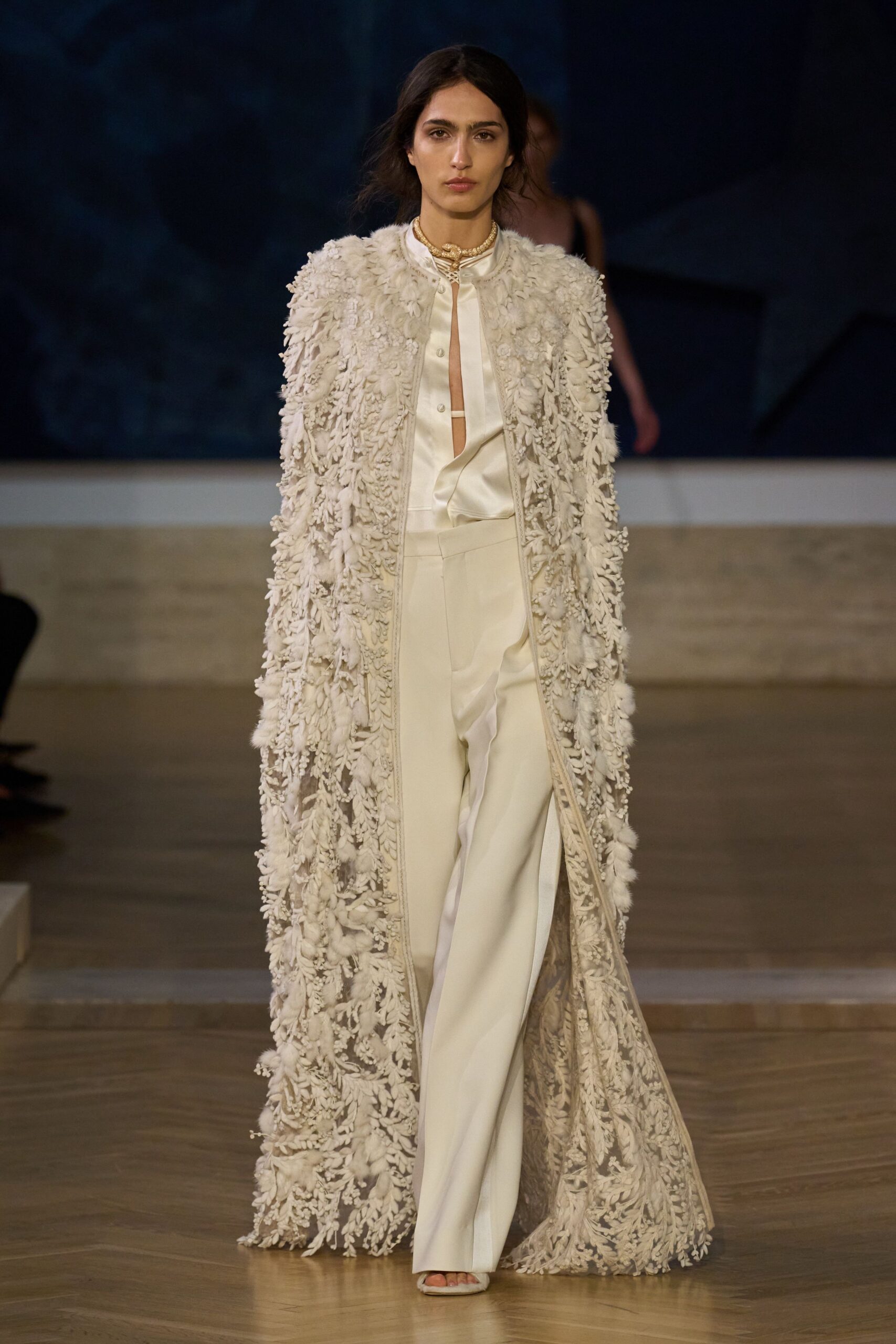 white cotton tailored straight-leg pants