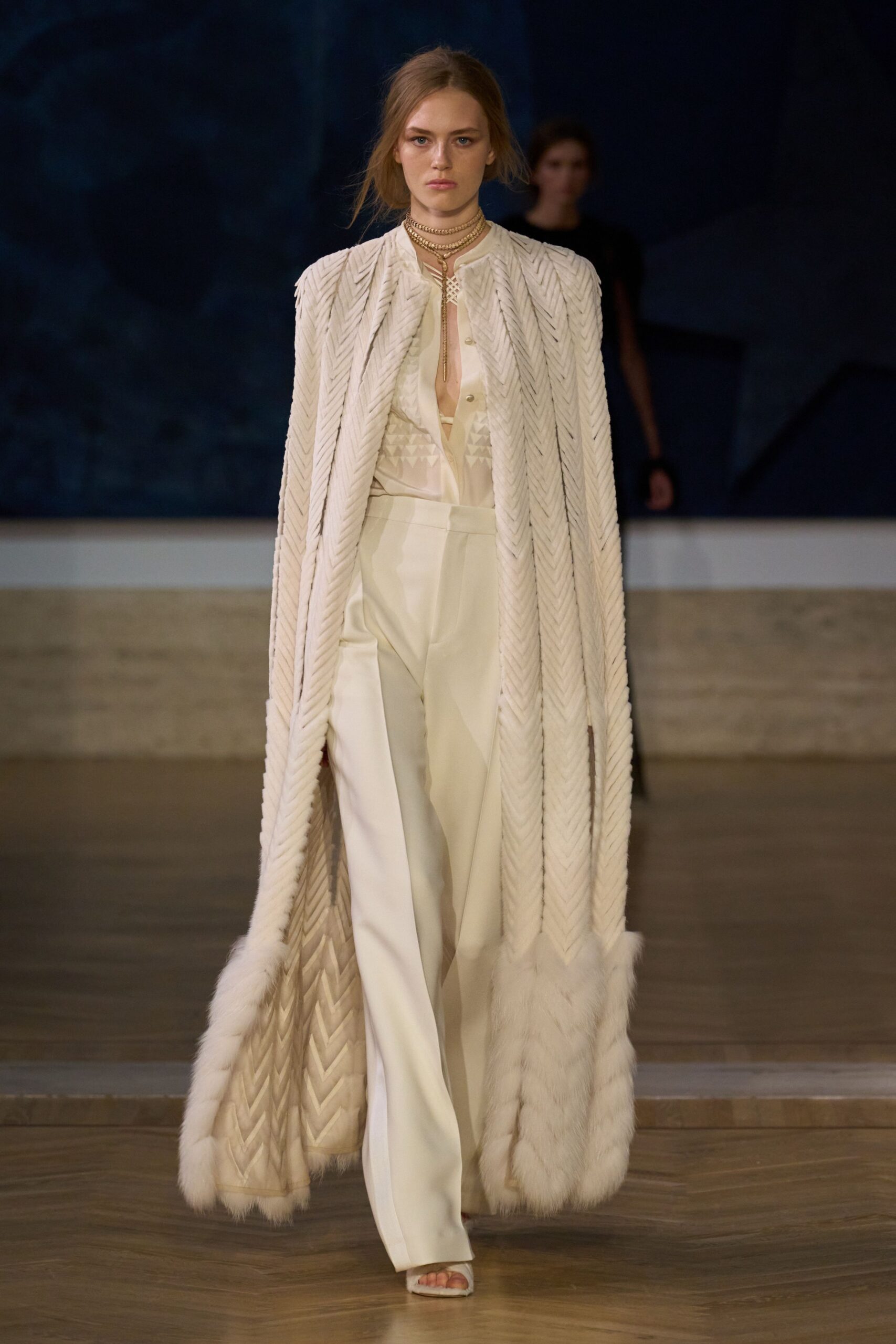 white silk tailored straight-leg pants