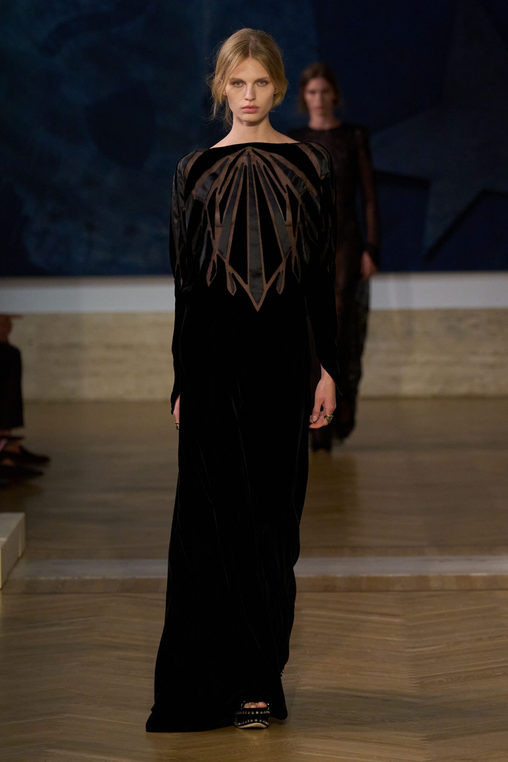 black velvet fitted gown