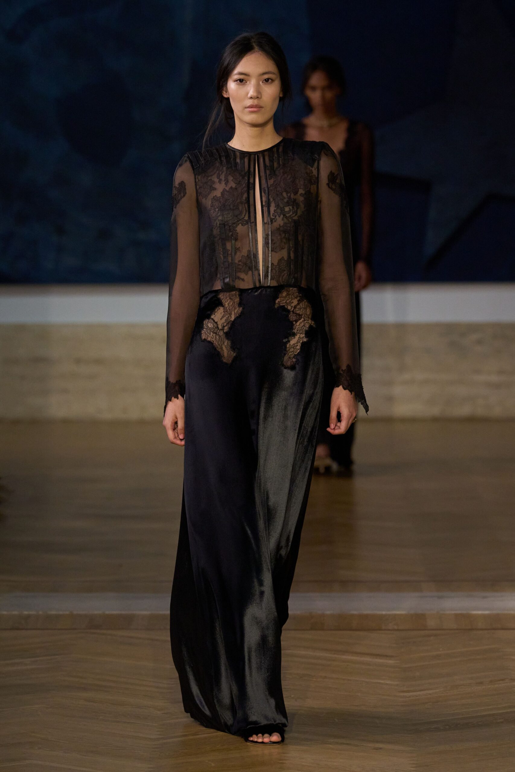 black silk lace gown