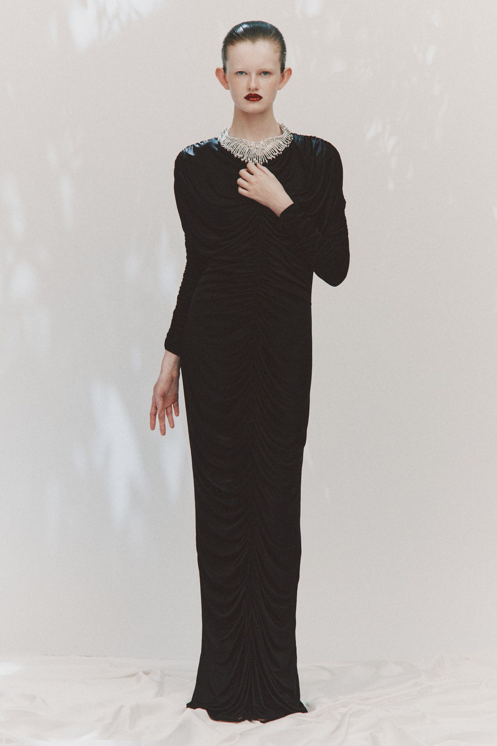 black velvet fitted gown