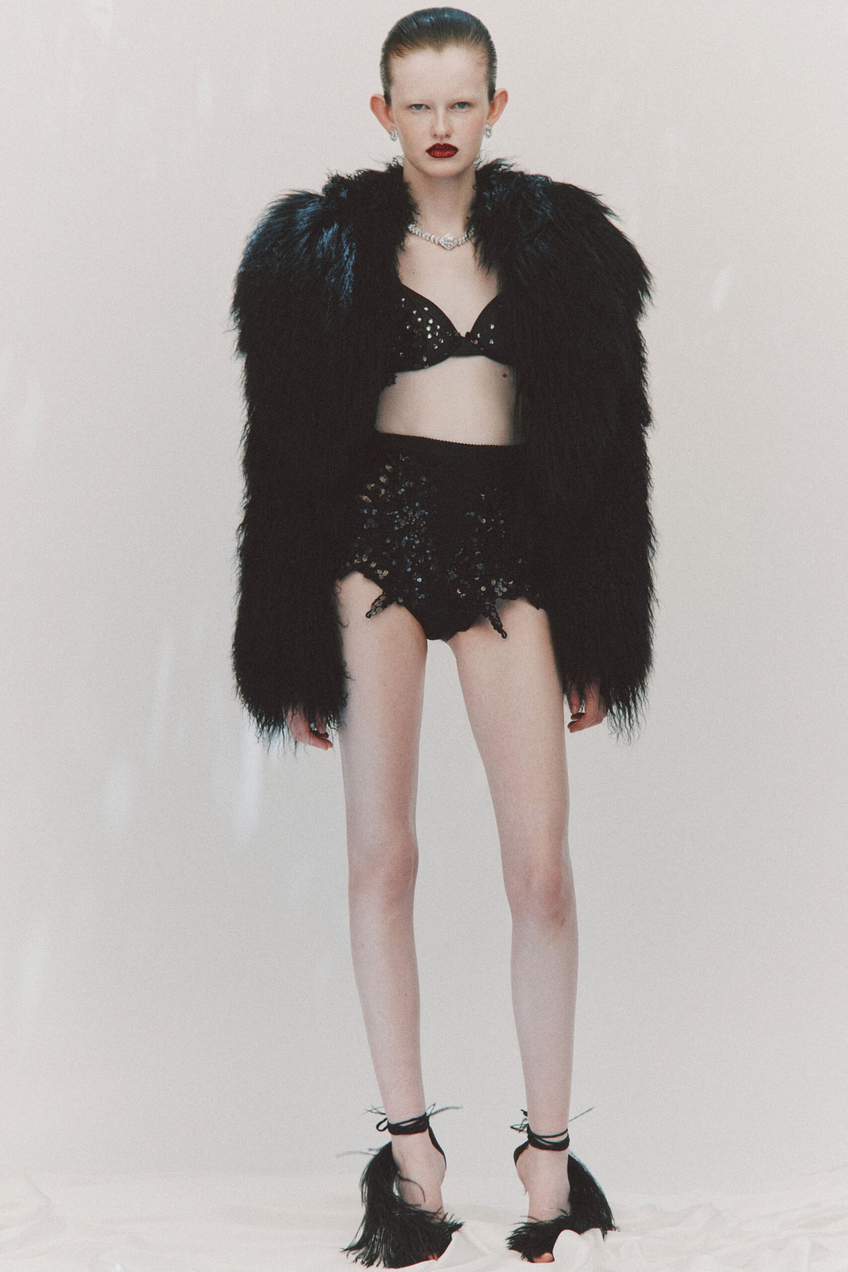 black fur relaxed coat